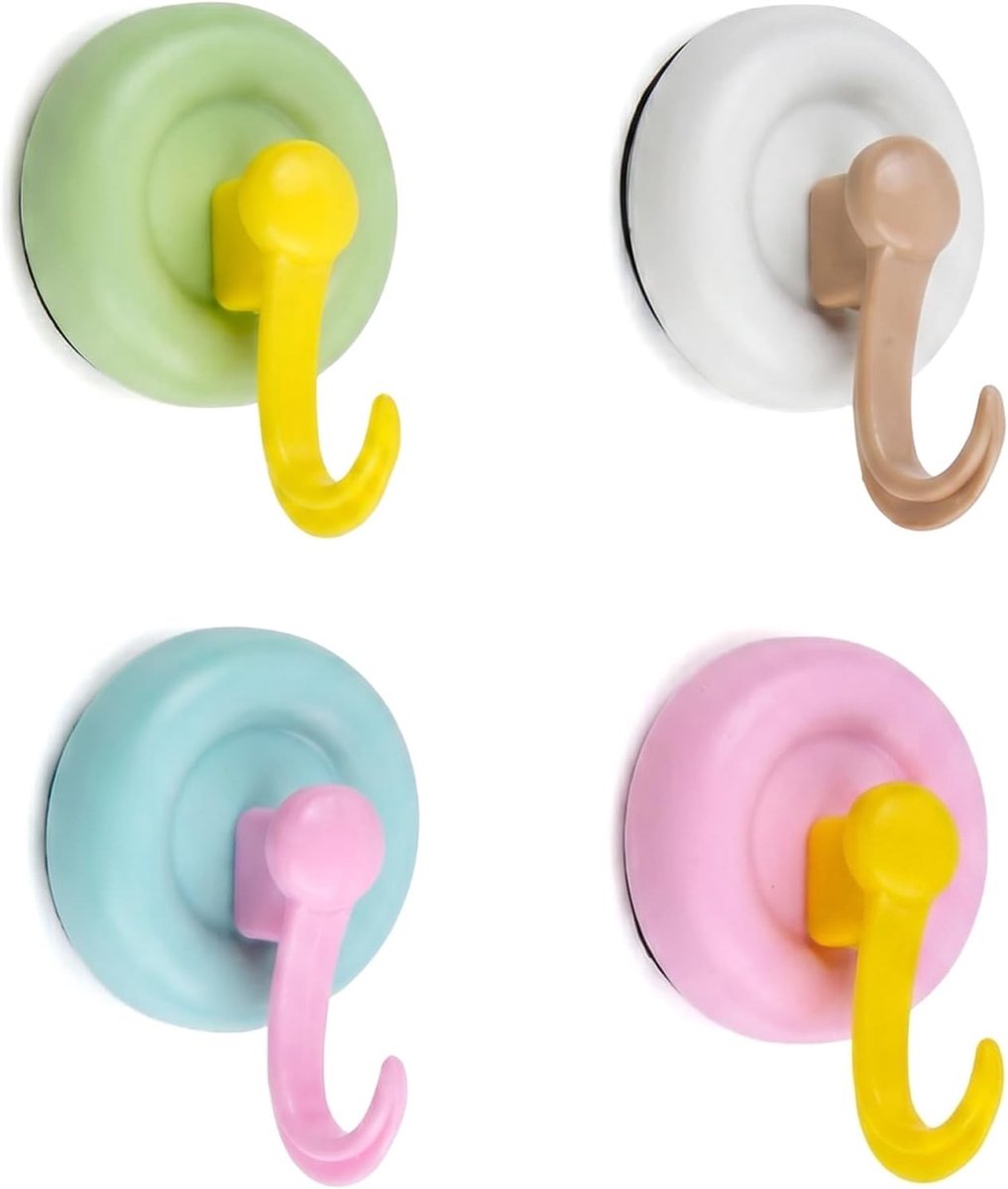 Kleurige Zuignap Haakjes voor Kinderen, Ideaal voor Badkamer, Keuken en Camping, Maximaal 3-5 kg Draagvermogen, Perfect voor Kleding, Speelgoed en Decoratie