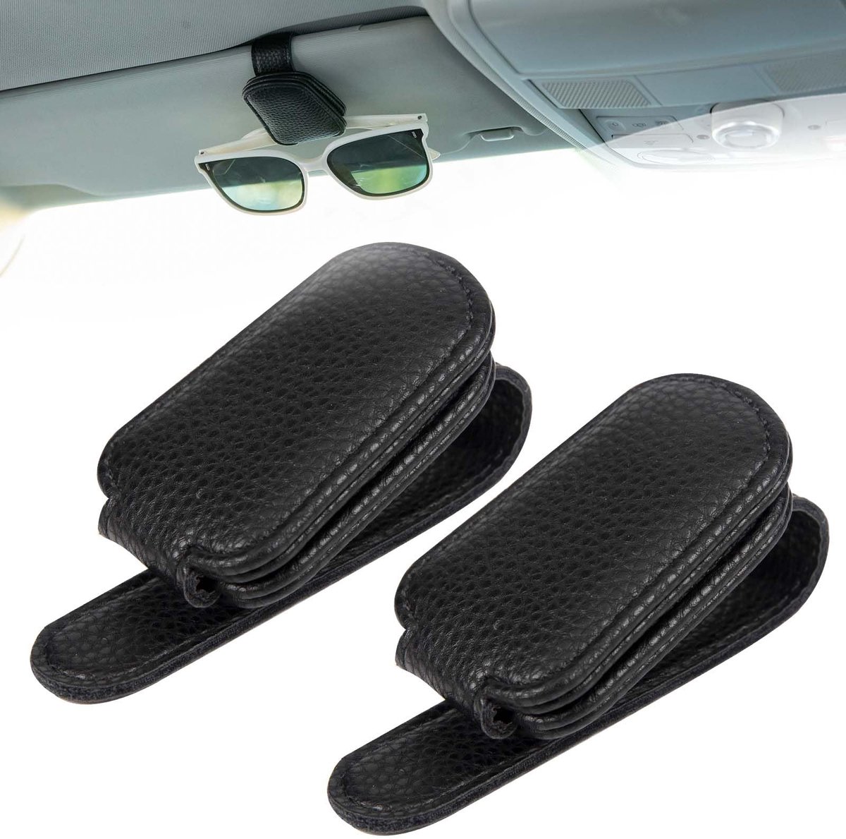 Elzusha - 2 Stuks Auto Zonnebrilhouder met Magnetische Bevestiging