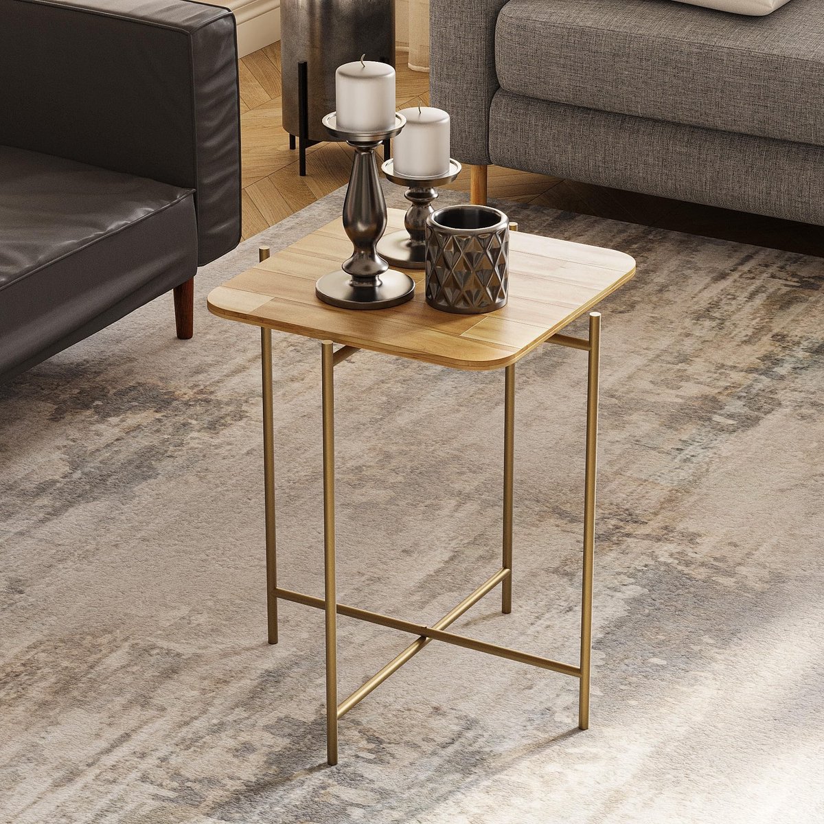 Elzusha - Elegante Koffietafel met Metaal Frame 46 x 56 x 46 cm