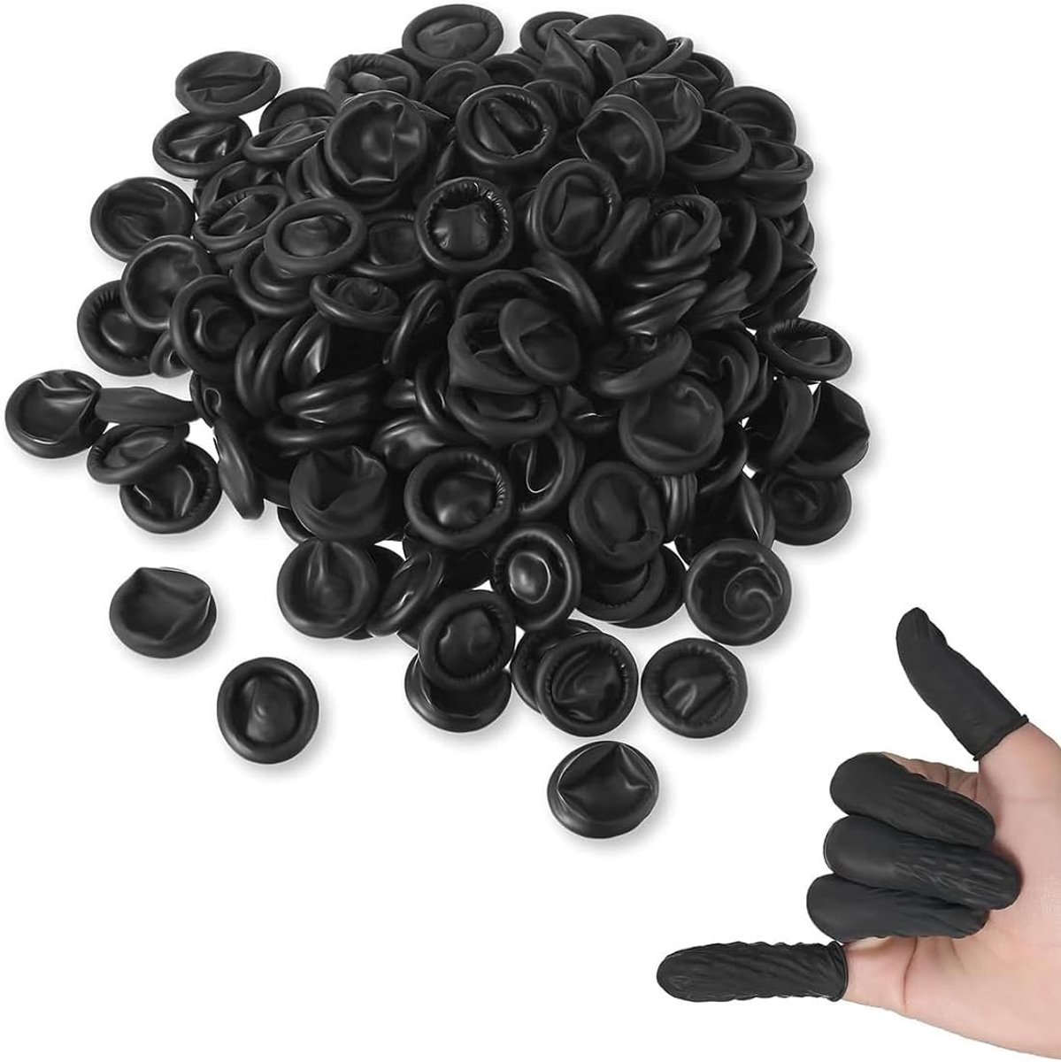 Set van 100 Latex Vingerbeschermers - Antistatische Thimbles voor Elektronica Reparatie, Schoonmaak en Juwelenbewerking (Zwart)