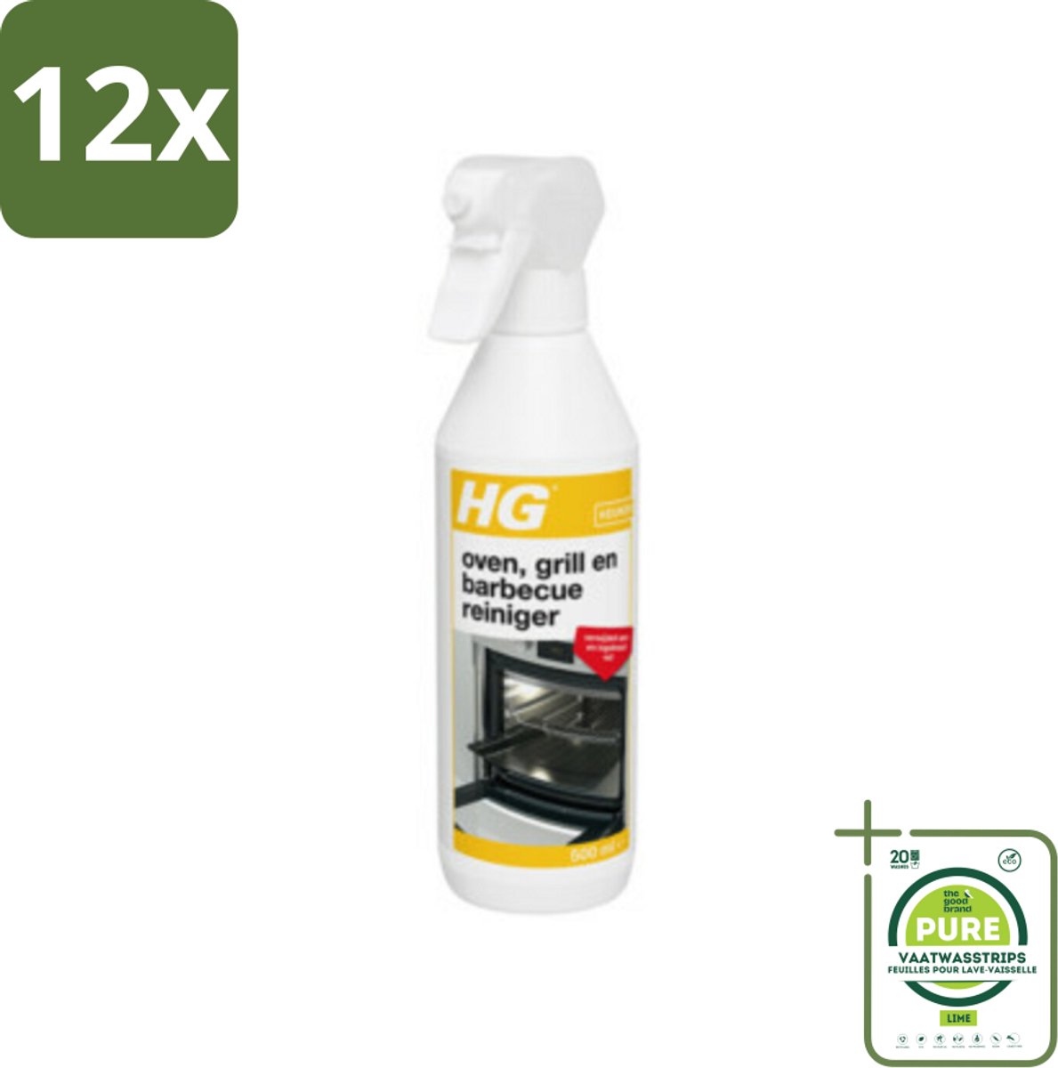 HG Reiniger Oven - Grill & Barbecue 500 ml - Voordeelverpakking - 12 stuks - Ovenreiniger - Grillreiniger