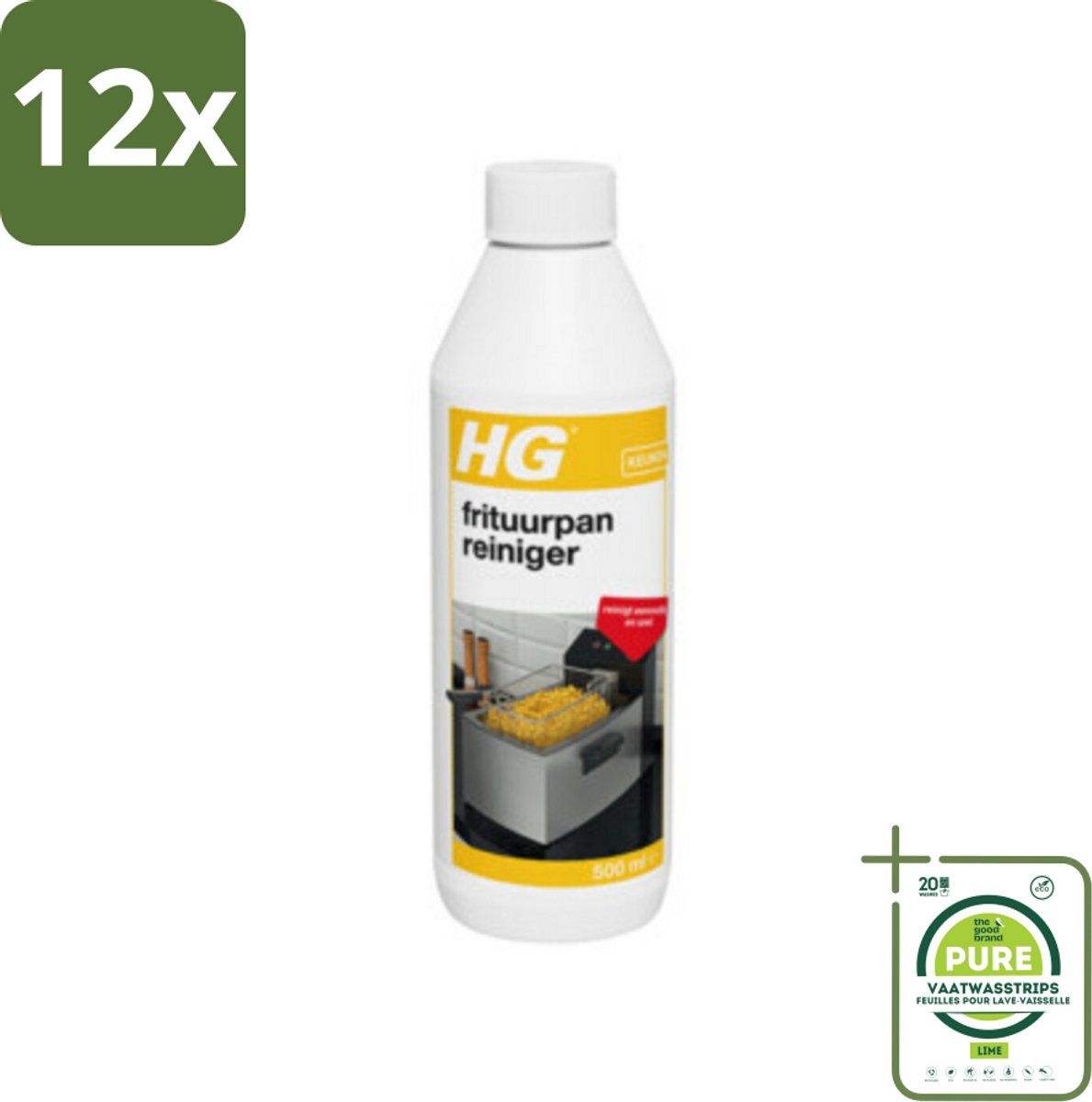 HG Frituurpanreiniger 500 ml - Voordeelverpakking - 12 stuks - Frituurpanreiniger - Vet verwijderen