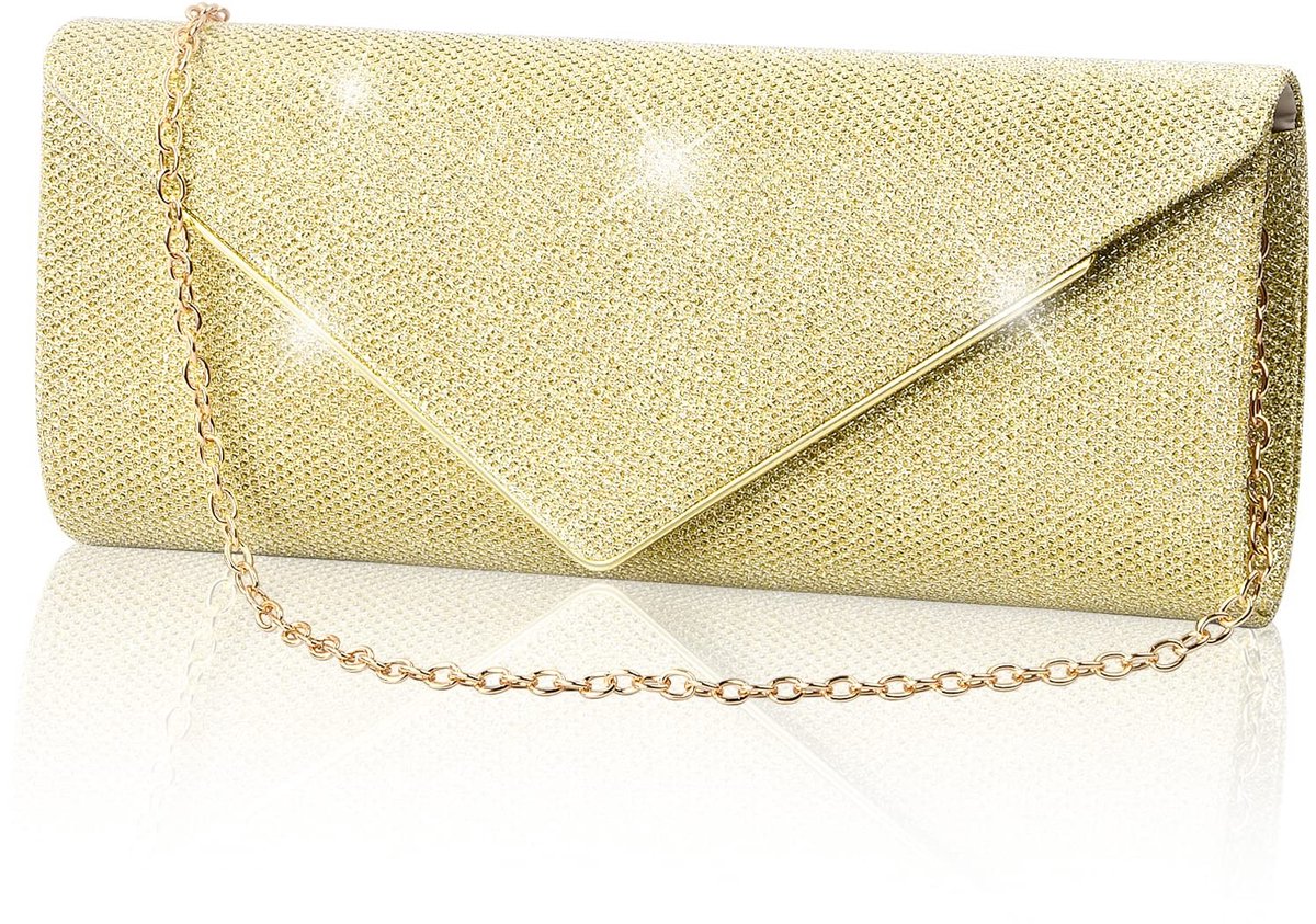 Elzusha - Glitter Clutch Avondtas met Afneembare Ketting voor Dames