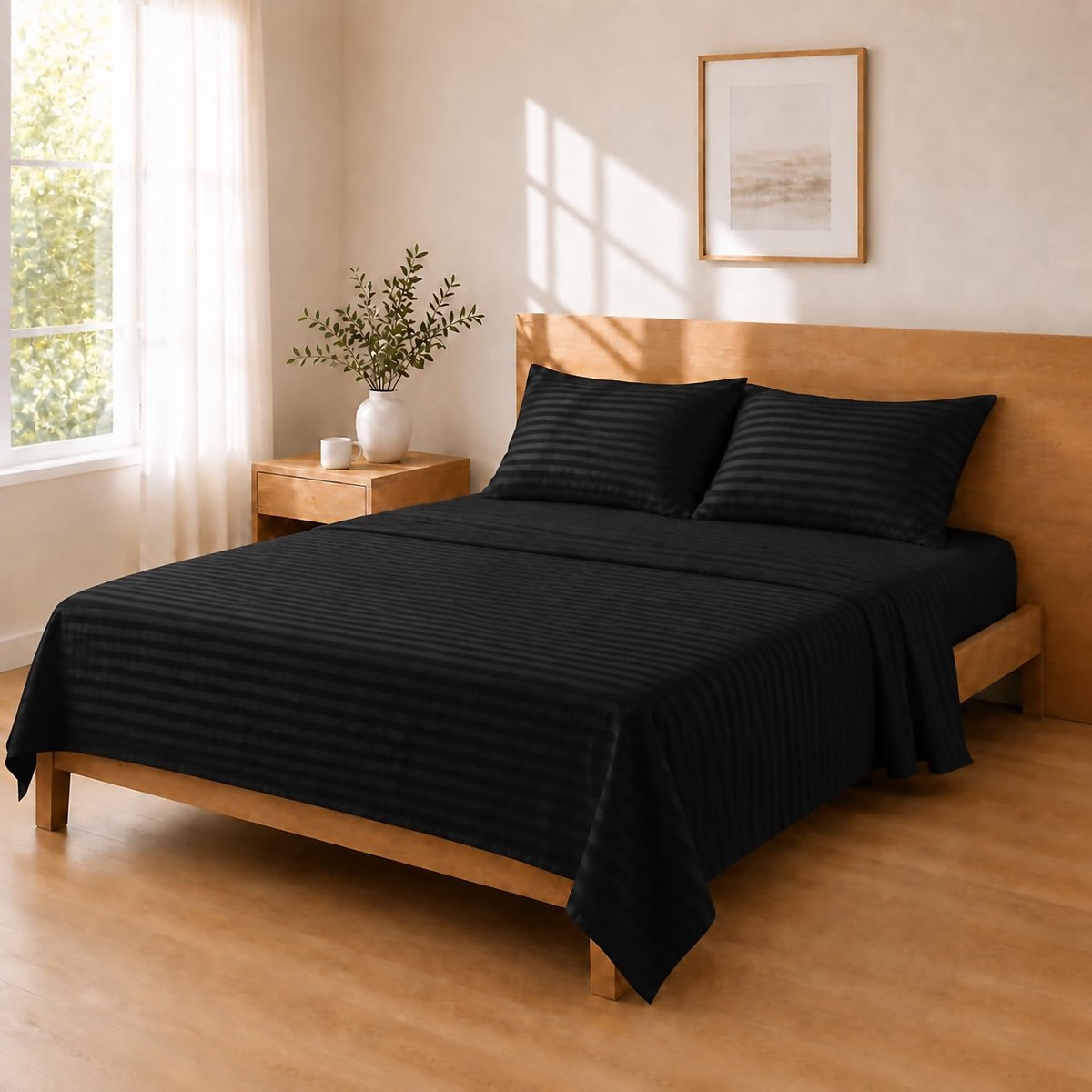 Elzusha - Compleet Lakenset Microvezel - Zwart 210x240 / 150x200+25 / 50x80x2