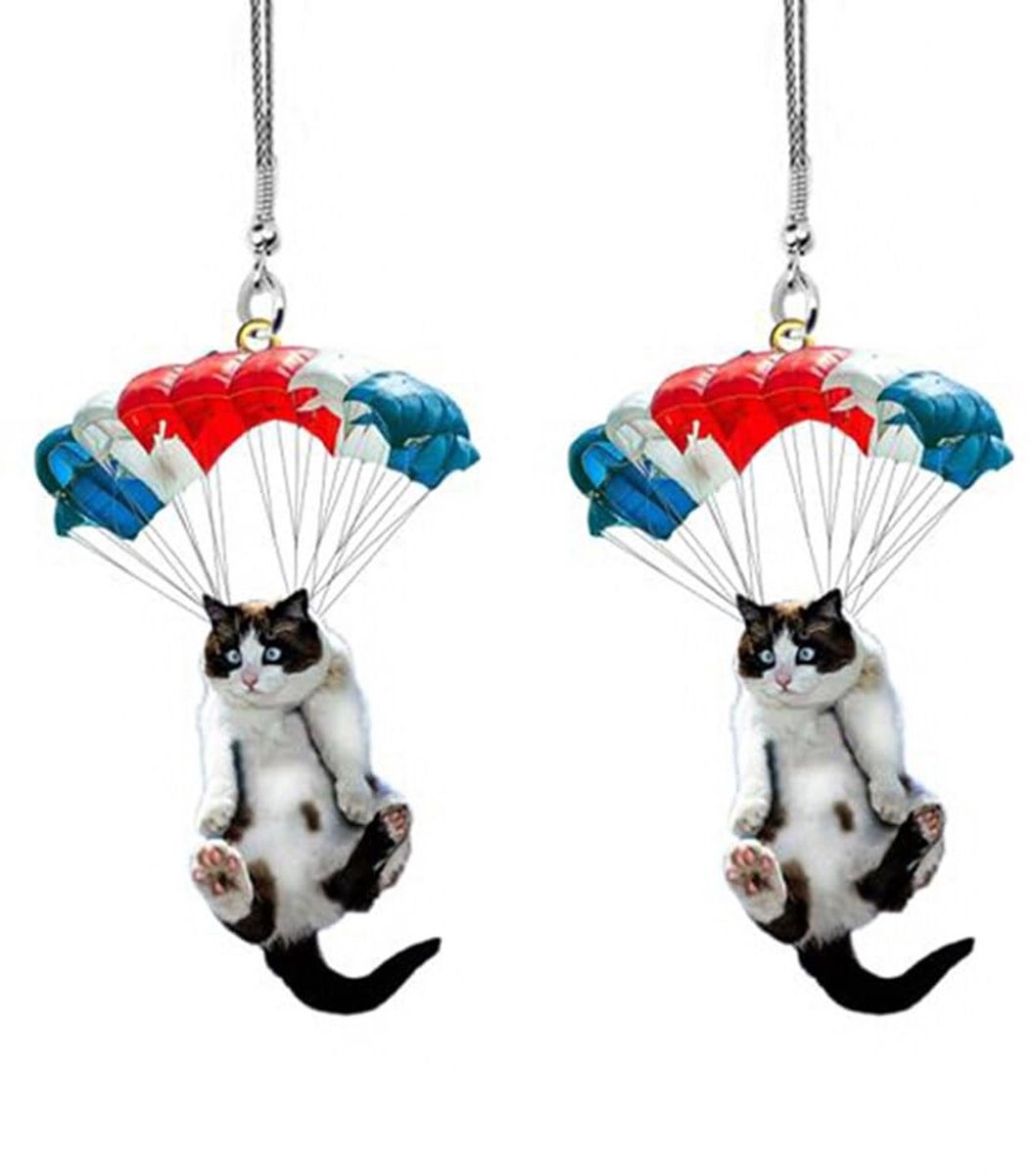 Elzusha - Set van 2 Schattige Kat Achteruitkijkspiegel Ornamenten met Ballon