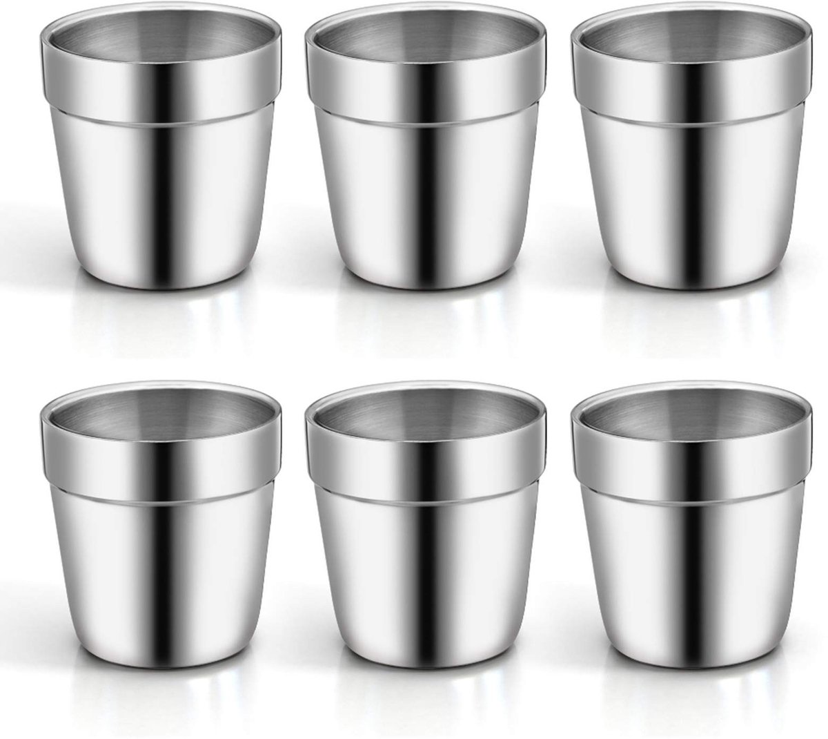 Elzusha - Set van 6 RVS Espresso Mokjes