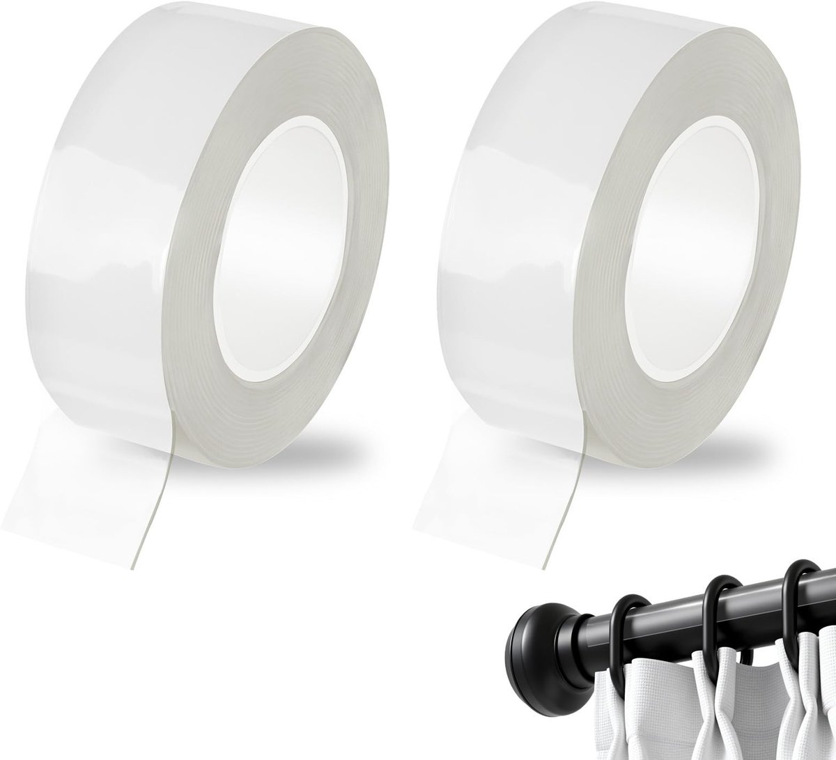 Solidchoice - 2 Rollen Gordijnroede Glijband voor Soepel Glijden