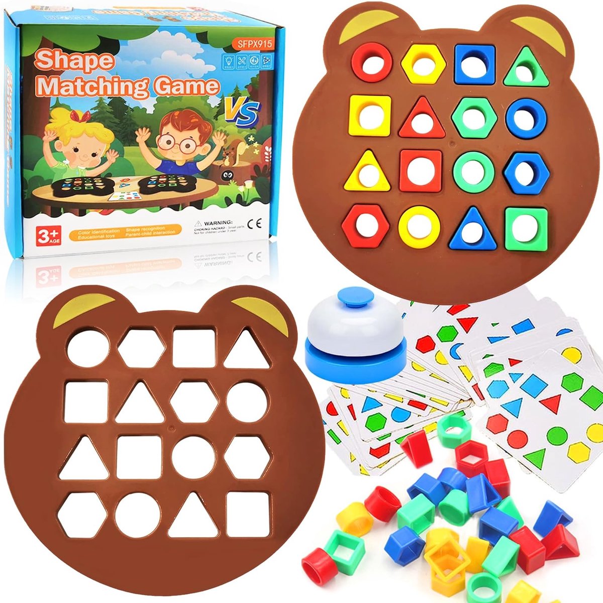 Solidchoice - Geometrisch Vormen Puzzelbord met Klok voor Kinderen, Educatief Spel