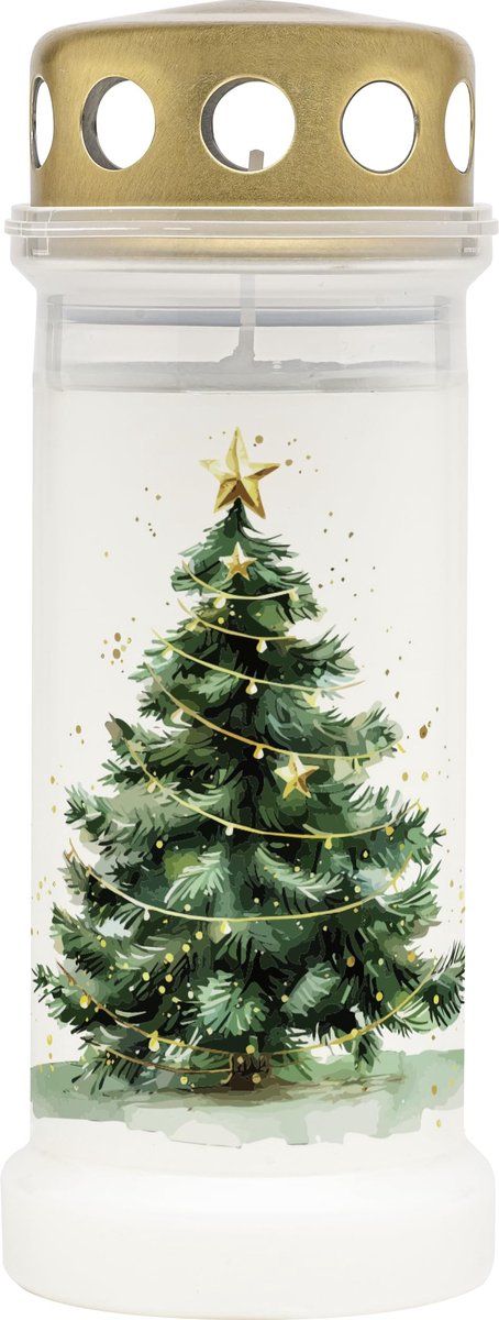Solidchoice - Buitenherdenkingskaars met Kerstmotief, 70 Uur Brandduur