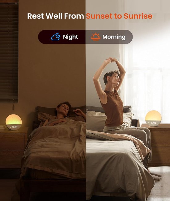 Wake-Up Light - Zonsopgang Alarm - Rustig Ontwaken - 29 Natuurgeluiden - N.v.t. - Wit — afbeelding 5