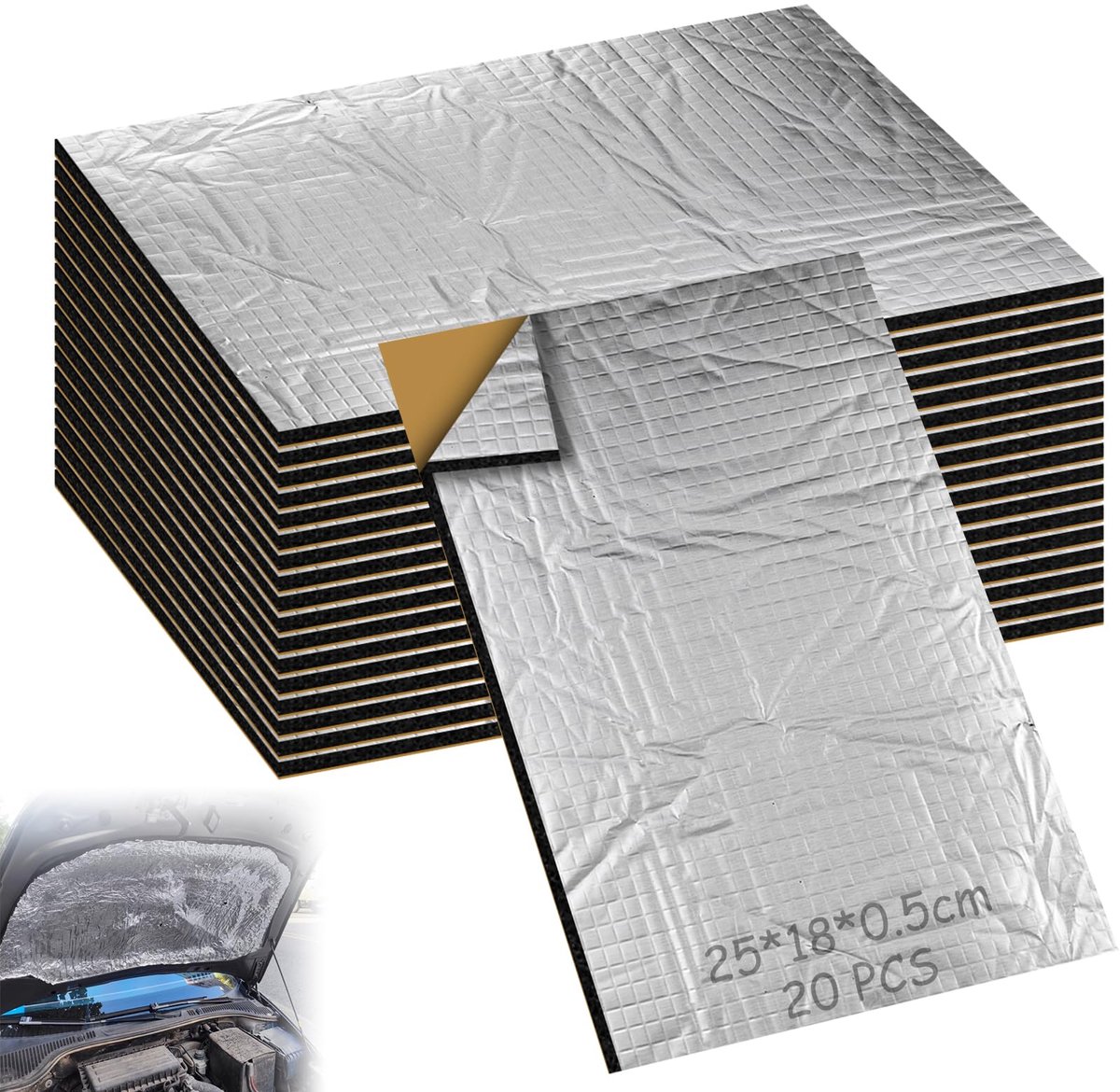 22 stuks aluminiumbutylplaten isolatiemat, 250 x 180 x 5 mm, isolatie, vuurvast, waterdicht, anti-droommat - ShopVlot