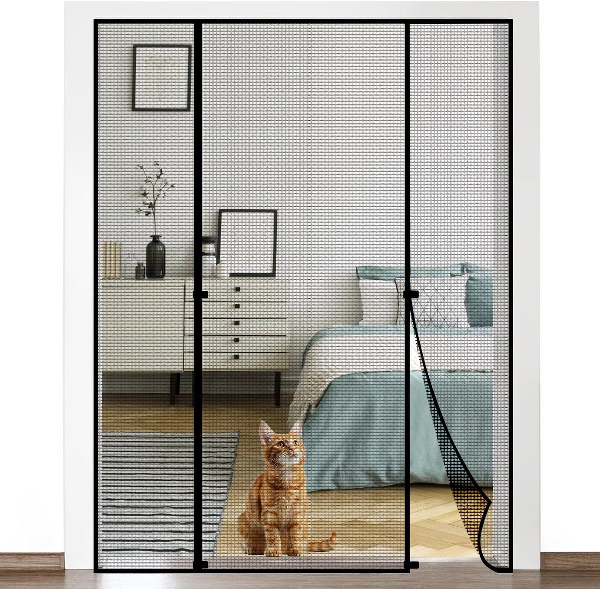 Vliegengaas, balkondeur, magnetisch, 140 x 210 cm, dubbele deur, vliegengaas voor deur, magnetisch - ShopVlot