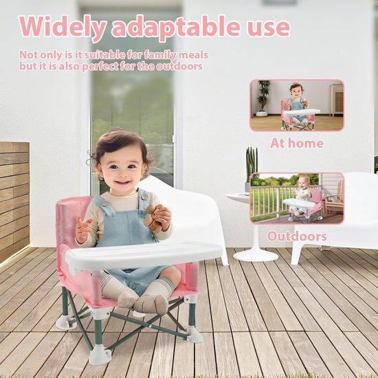 Baby Campingstoel - Kinderstoel - Veilig Eten - Inclusief Veiligheidstuigje - 38 x 35 x 36 cm - Roze — afbeelding 3