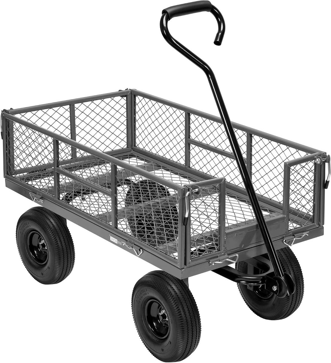Tuinwagen met Gaas - Transportkar Opvouwbaar - Zware Lasten Vervoeren - Verwijderbare Zijkanten - 400 kg Capaciteit - Grijs