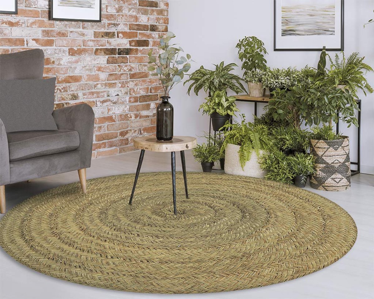 Vilber Vinyl tapijt, natuurlijk effect, digitale print, granaatappelkleur, 01, rond, diameter 155 cm - ShopVlot
