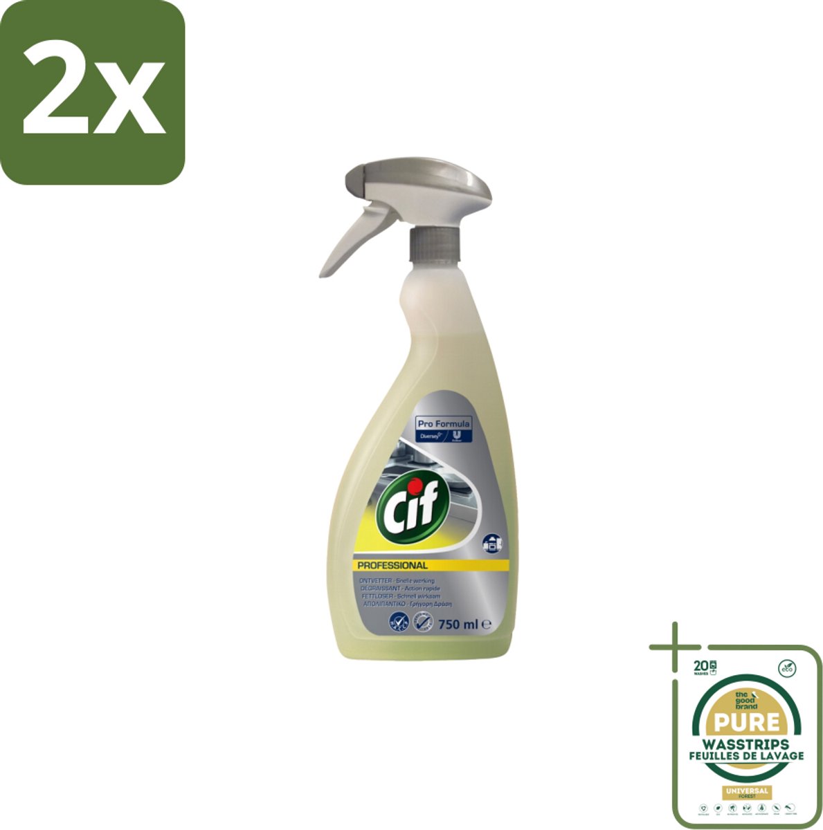Cif - Ontvetter - Business Solutions Krachtige Keukenontvetter - 750 ml - Voordeelverpakking - 2 stuks - Aluminium reinigen - Eiwitrijk vuil