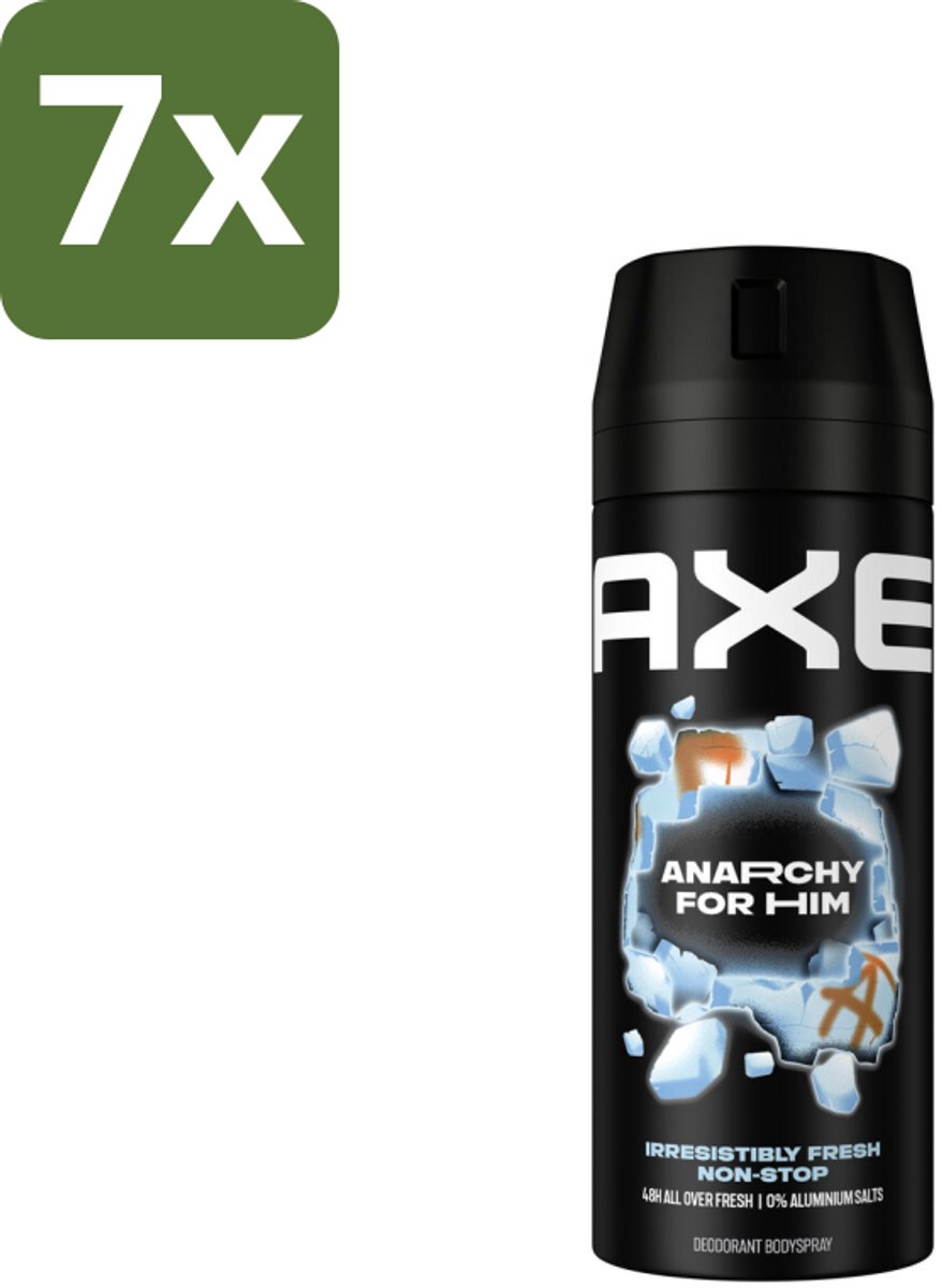 7 x Axe Deodorant Bodyspray Anarchy for Him 150 ml - 48 Uur Frisheid - Deodorant Bodyspray - Geur Van Granaatappel - Geur Van Sandelhout - Zinktechnologie