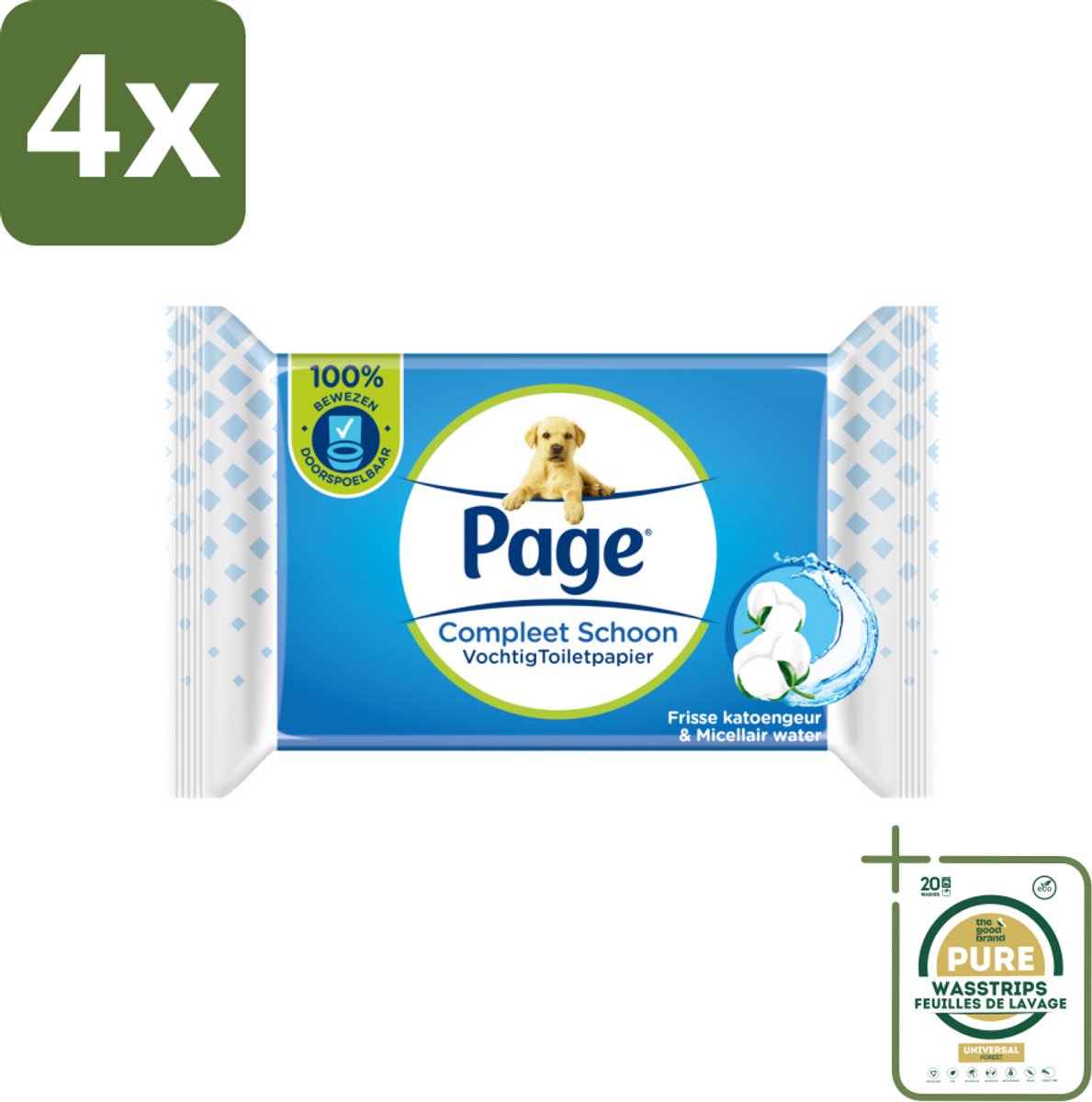 Page – Vochtig Toiletpapier – Navulling – 38 doekjes - Voordeelverpakking - 4 stuks - Biologisch afbreekbaar - Micellair water