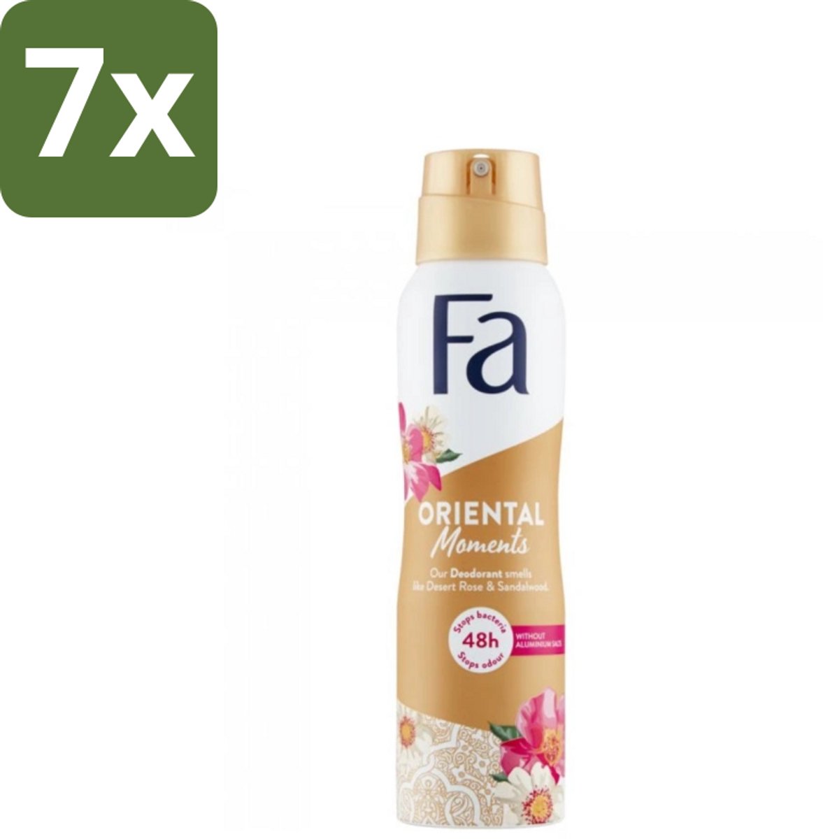 7 x Fa - Oriental Moments - Deodorant Spray - Woestijnroos & Sandelhout - 150 ml - Deodorant Spray - Anti-vlekken - Huidbescherming - Geur - Woestijnroos