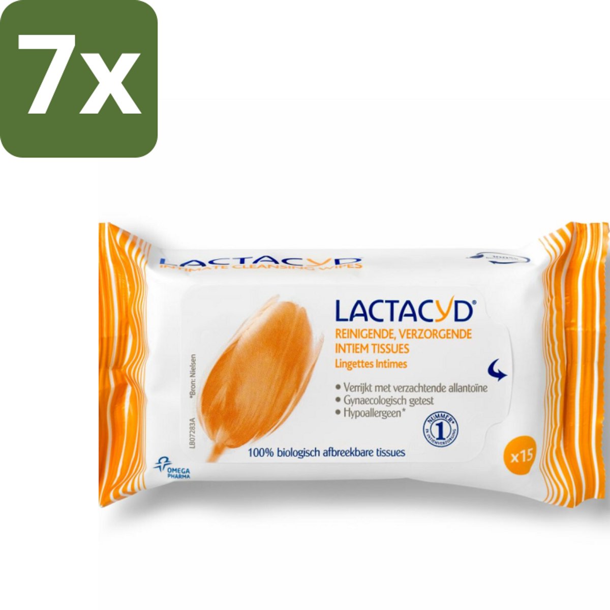 7 x Lactacyd Tissues Verzorgend 15 stuks per verpakking - Intieme Doekjes - Reiniging Intieme Zone - Biologisch Afbreekbaar - Allantoïne - Melkzuur
