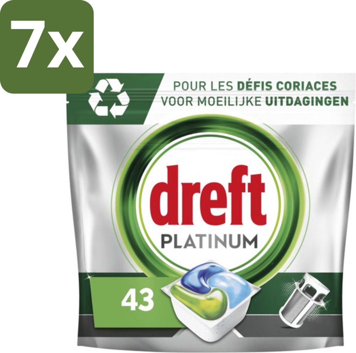 7 x Dreft Platinum - All In One - Vaatwascapsules - 43 Afwasbeurten - Vaatwasmiddel - Vaatwascapsules - Vaatwasser Reinigen - Vaatwasmiddel Capsule - Vaatwasmiddel 43 Wasbeurten