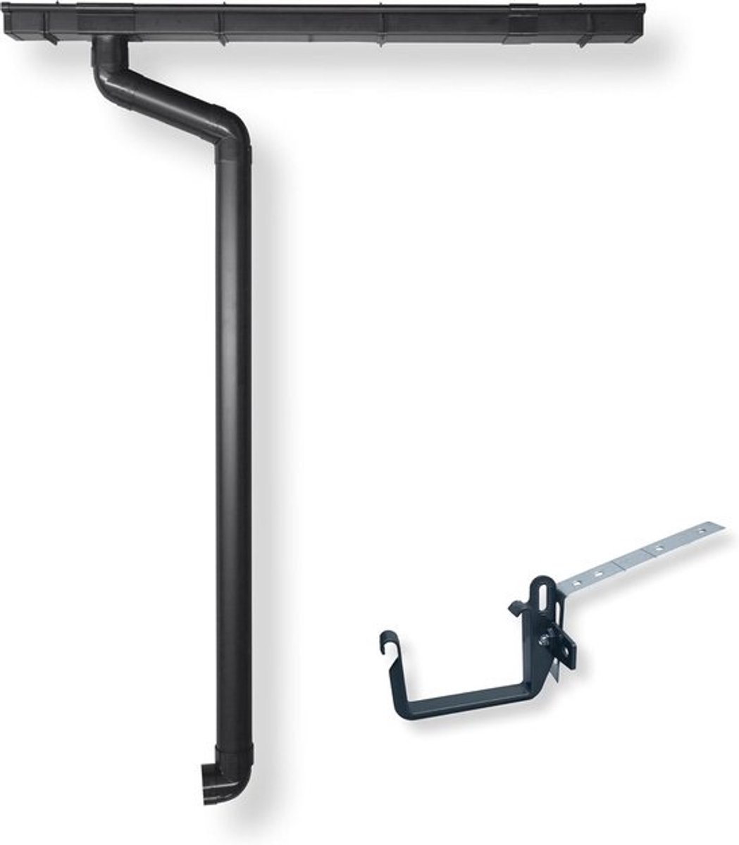 Complete Dakgoot Set met Montagebeugel en Regenpijp - Antraciet PVC (Tot 300 cm)