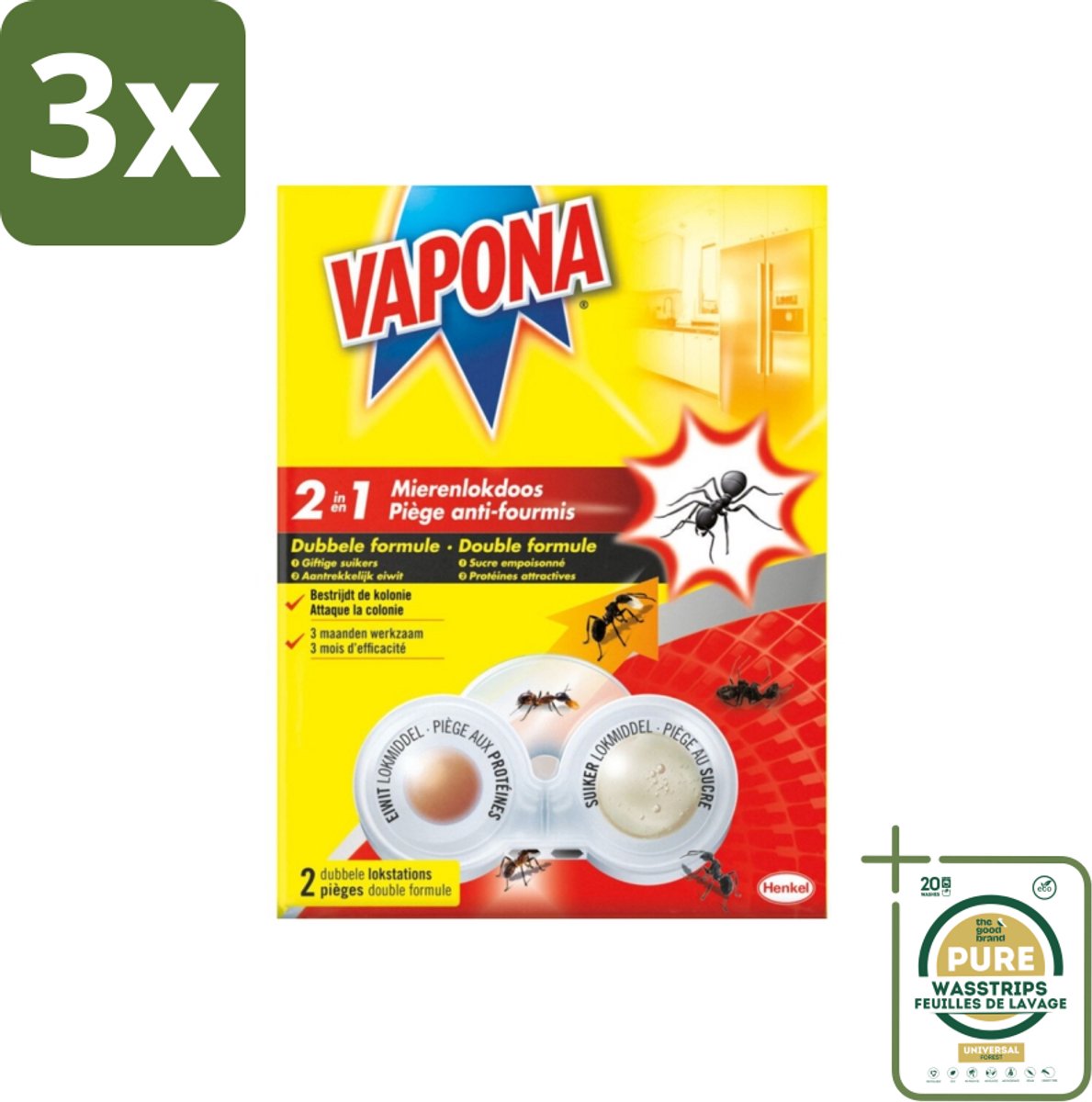 3 x Vapona – Mierenlokdoos – Dubbele Insectenval - Grootverpakking - Koffie - Koffiezetapparaat - Koffiezetapparaat Met Automatische Functie