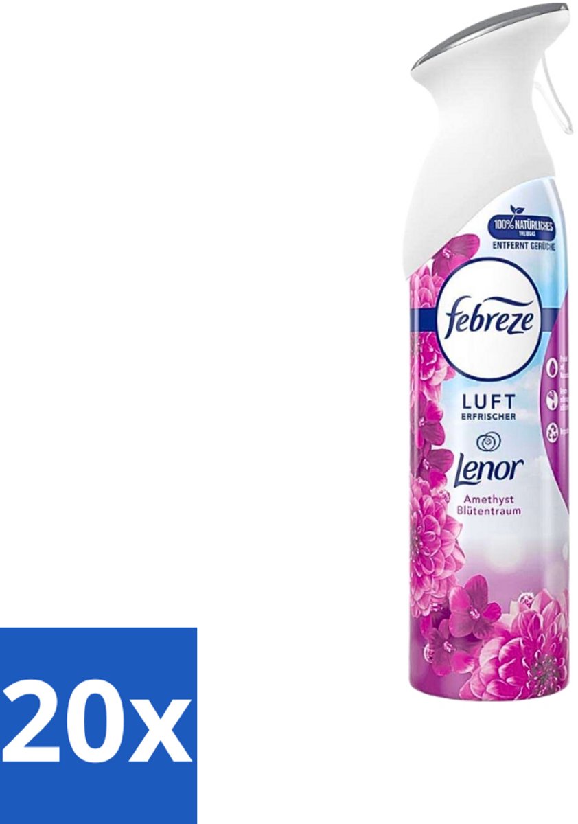 20 x Febreze Amethist Luchtverfrisser Spray - Frisse Bloemen Geur - 300ml - Luchtverfrisser - Geurverwijdering - Frisse Geur - Amethyst - Amethyst Bloesem Droom