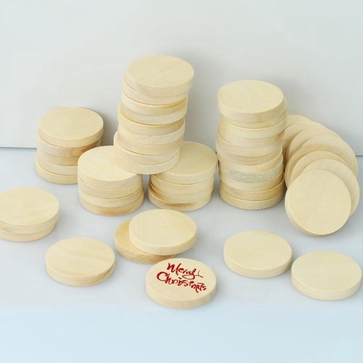 50 Stuks Beukenhouten Schijven voor Handwerk - Ronde Houten Cirkel Schijven van 30 mm en 5 mm Dik