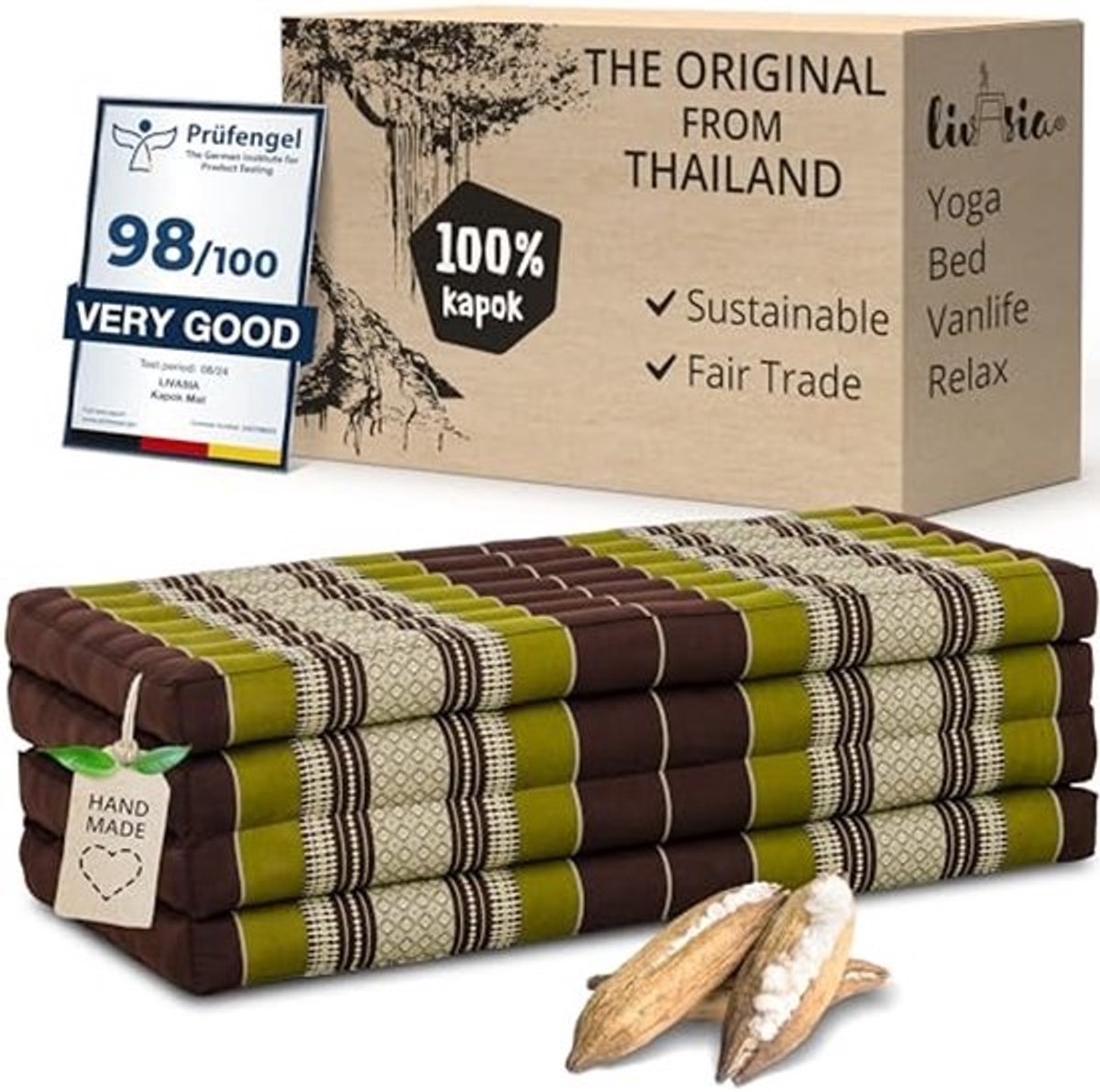 Duurzame klapmatras 200x110cm - ecologische gastenmatras voor yoga, kamperen en balkon