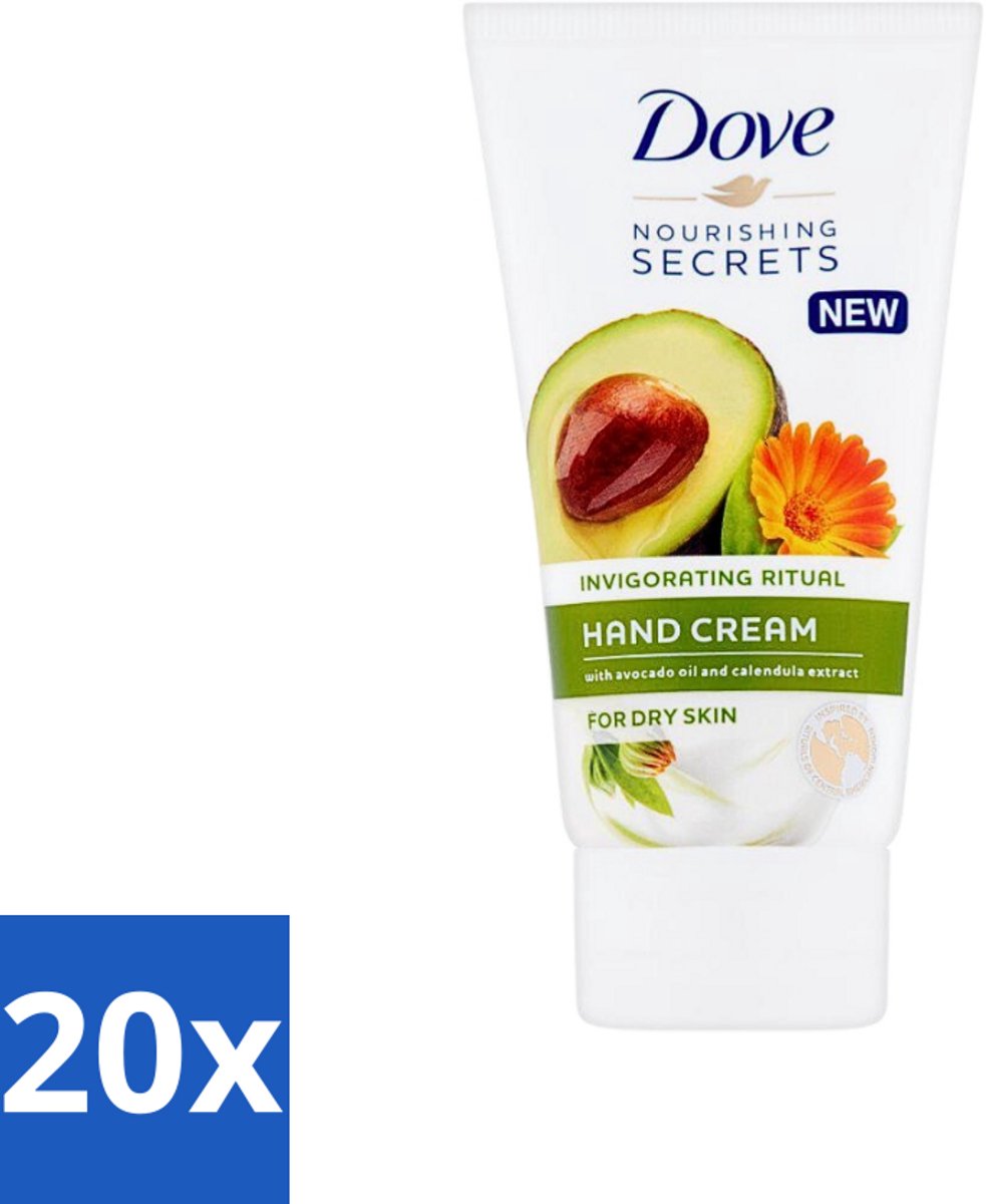 20 x Dove Nourishing Secrets - Handcrème - Avocado olie & Goudsbloem extract - Droge huid -75 ml - Handcrème - Avocado-olie - Goudsbloemextract - Hydratatie - Droge Handen