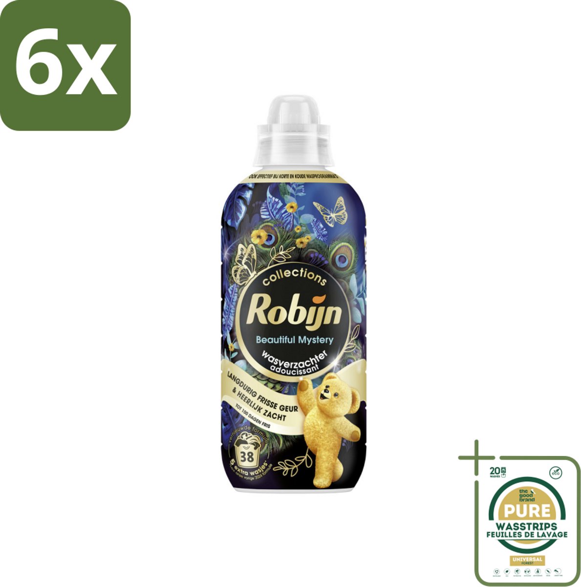 Robijn – Wasverzachter – Beautiful Mystery – 765 ml - Voordeelverpakking - 6 stuks - Wasverzachter voor donkere kleding - Wasverzachter voor katoen