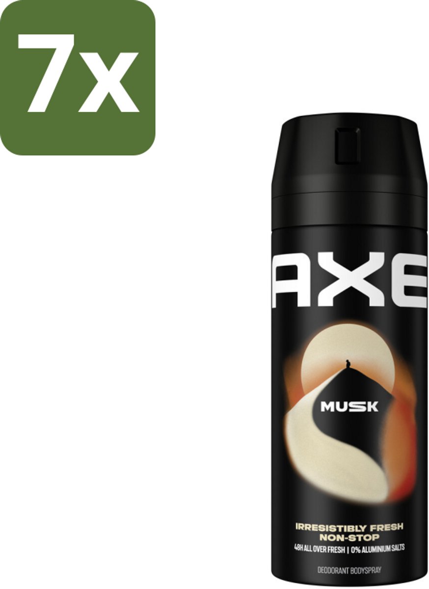 7 x Axe - Deodorant Bodyspray - 48hrs Fresh - Musk - Patchouli & Fougere - 150 ml - 48 Uur Geurbescherming - Deodorant Sprayer - Zinktechnologie - Geur Van Musk - Geur Van Patchouli