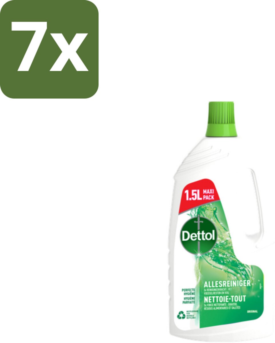 7 x Dettol Original - Allesreiniger - Perfecte Hygiëne - 1.5L - Allesreiniger - Hygiëne - Vet Verwijderen - Vuil Verwijderen - Geur
