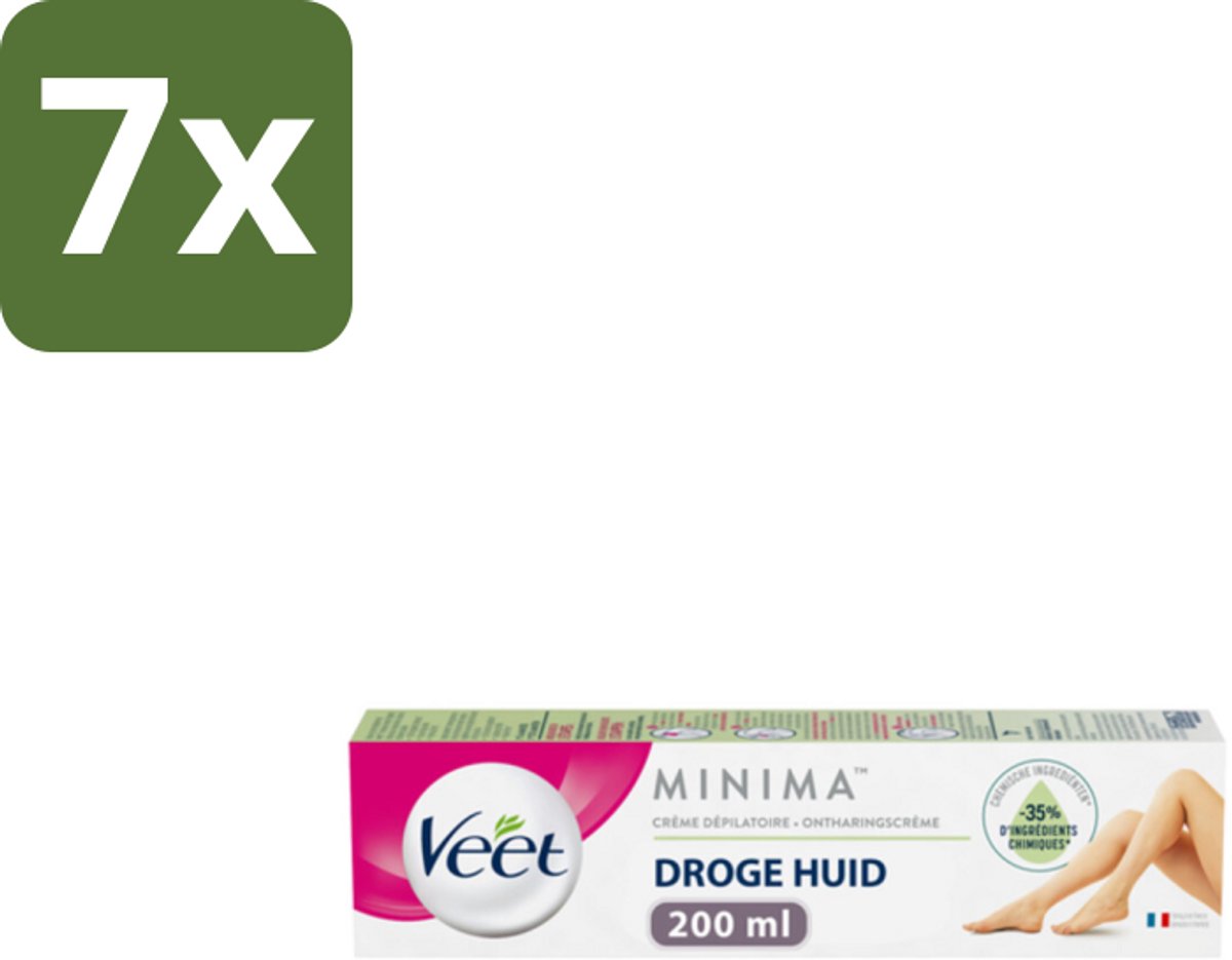 7 x Veet - Minima Ontharingscrème - Droge Huid - 200ml - Ontharing Crème - Droge Huid - Zijdezachte Huid - Huid Behandeling - Ontharing