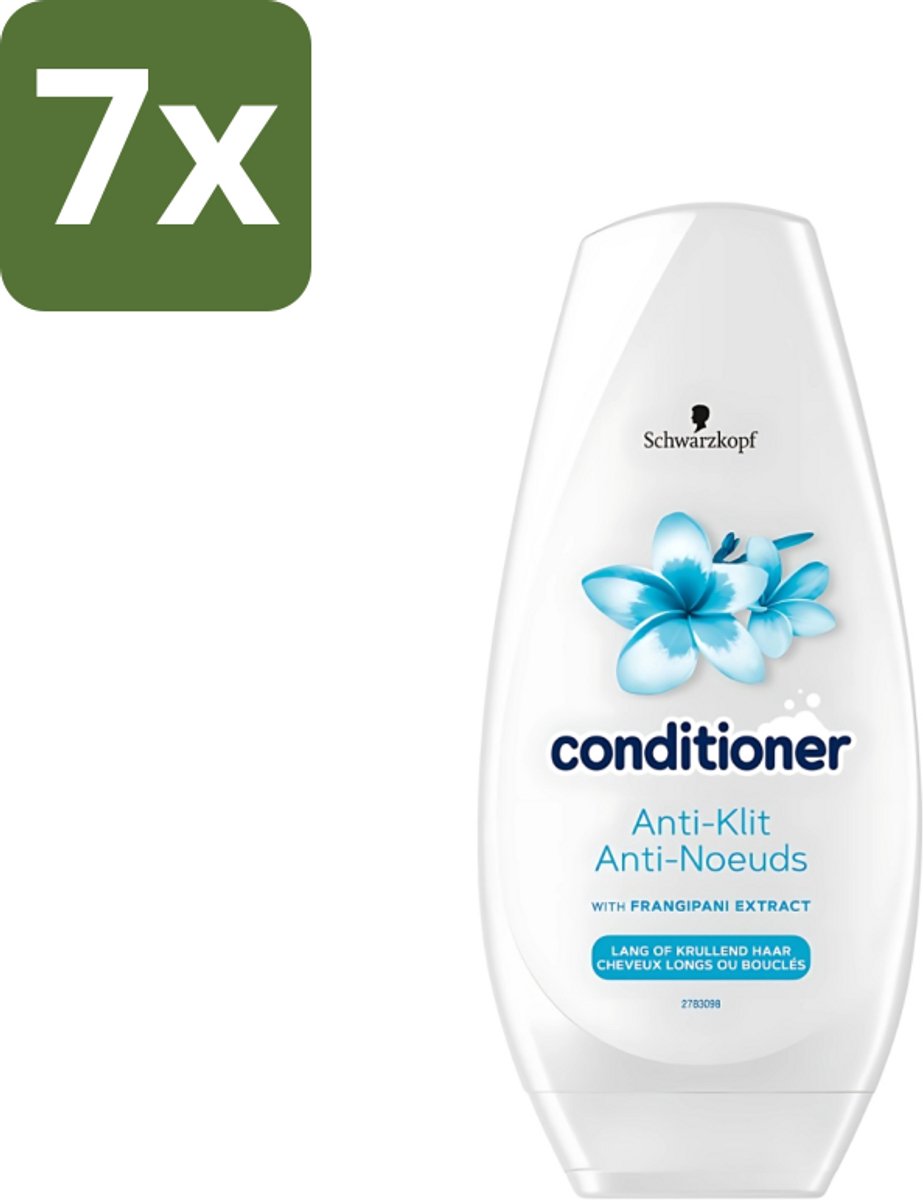 7 x Schwarzkopf - Conditioner - Anti-Klit - Lang of Krullend haar - 250ml - Anti-klit - Haar Verzorging - Klitvrij Haar - Soepel Haar - Zacht Haar