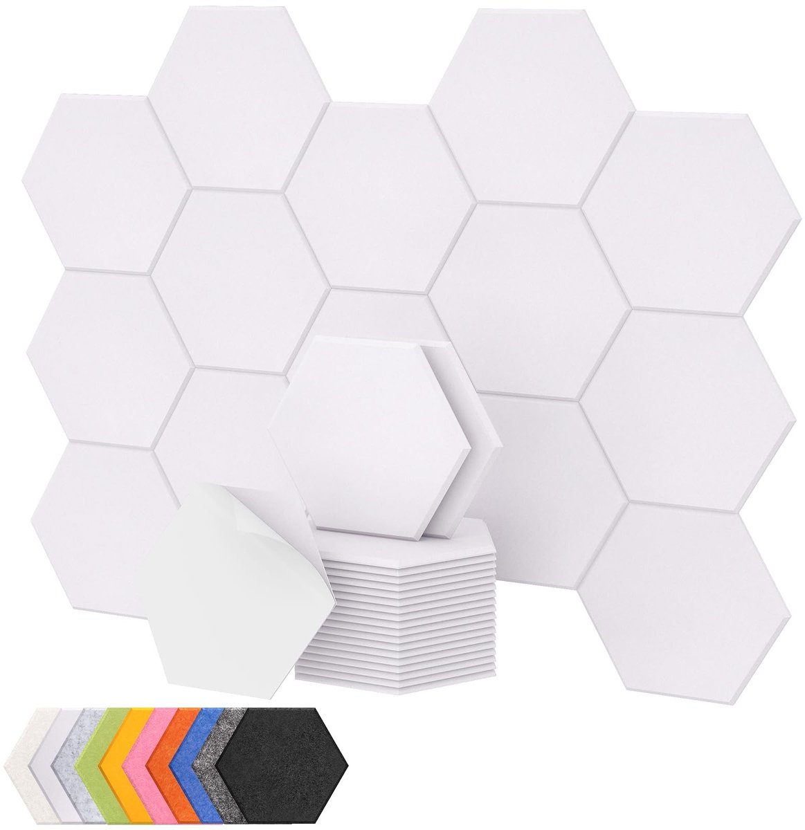 Elzusha - 18 Pack Geluidsabsorberende Panelen - 30x26x1cm Hexagon Zelfklevend voor Geluidsisolatie