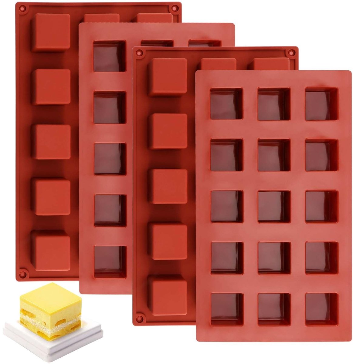 Elzusha - Silicone Brownie Bakvorm met 15 Rasters (4 Stuks)