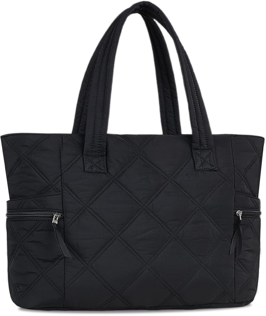 Elzusha - Padded Shopping Bag voor Dames - Lichtgewicht Handtas voor School en Werk in Zwart