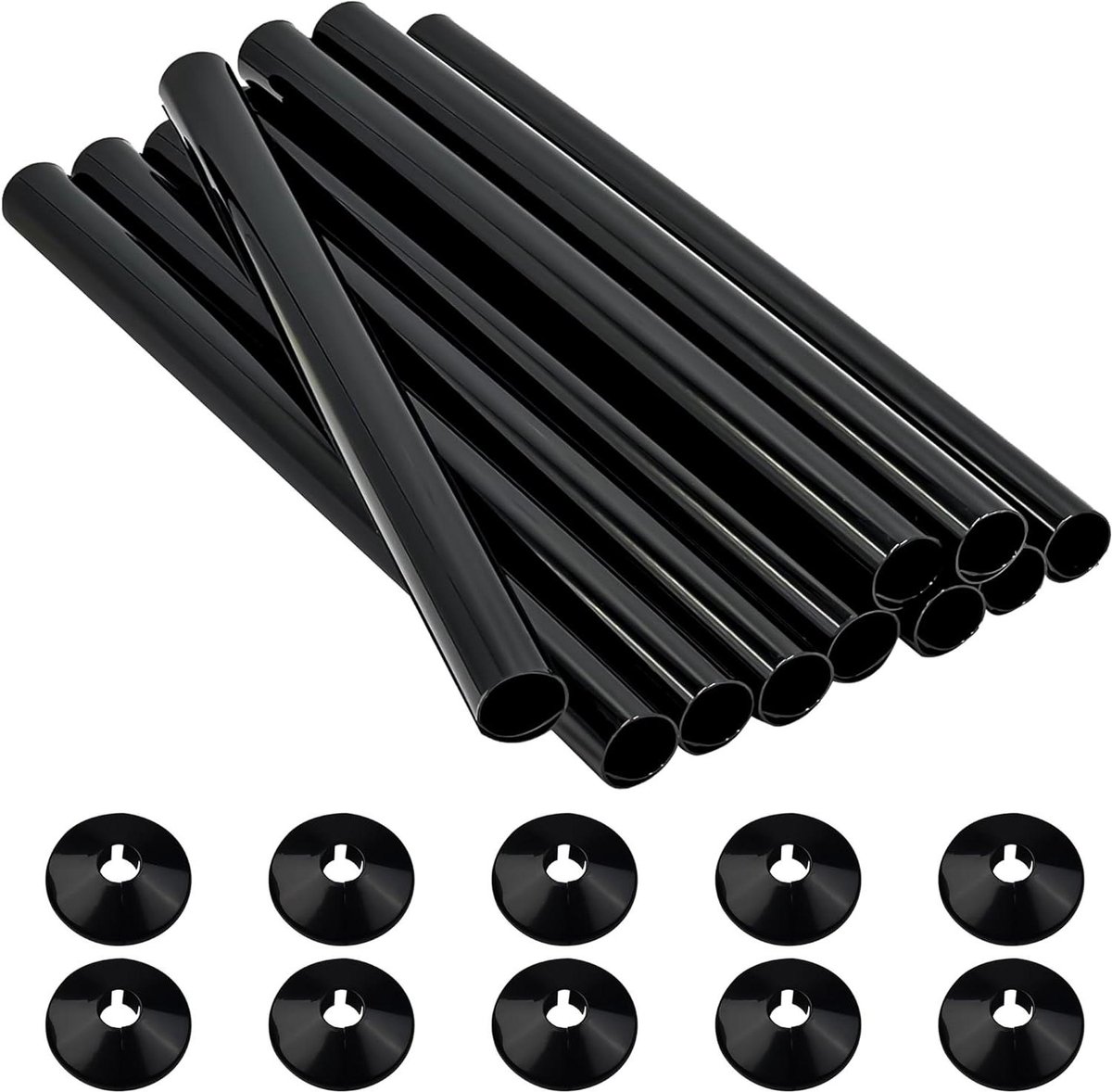 Radiator Pijp Covers - Verwarmingsbuis Afwerking - Afwerking Verwarming - Verdikte Plastic Mouwen - 200Mm x 15Mm - Zwart