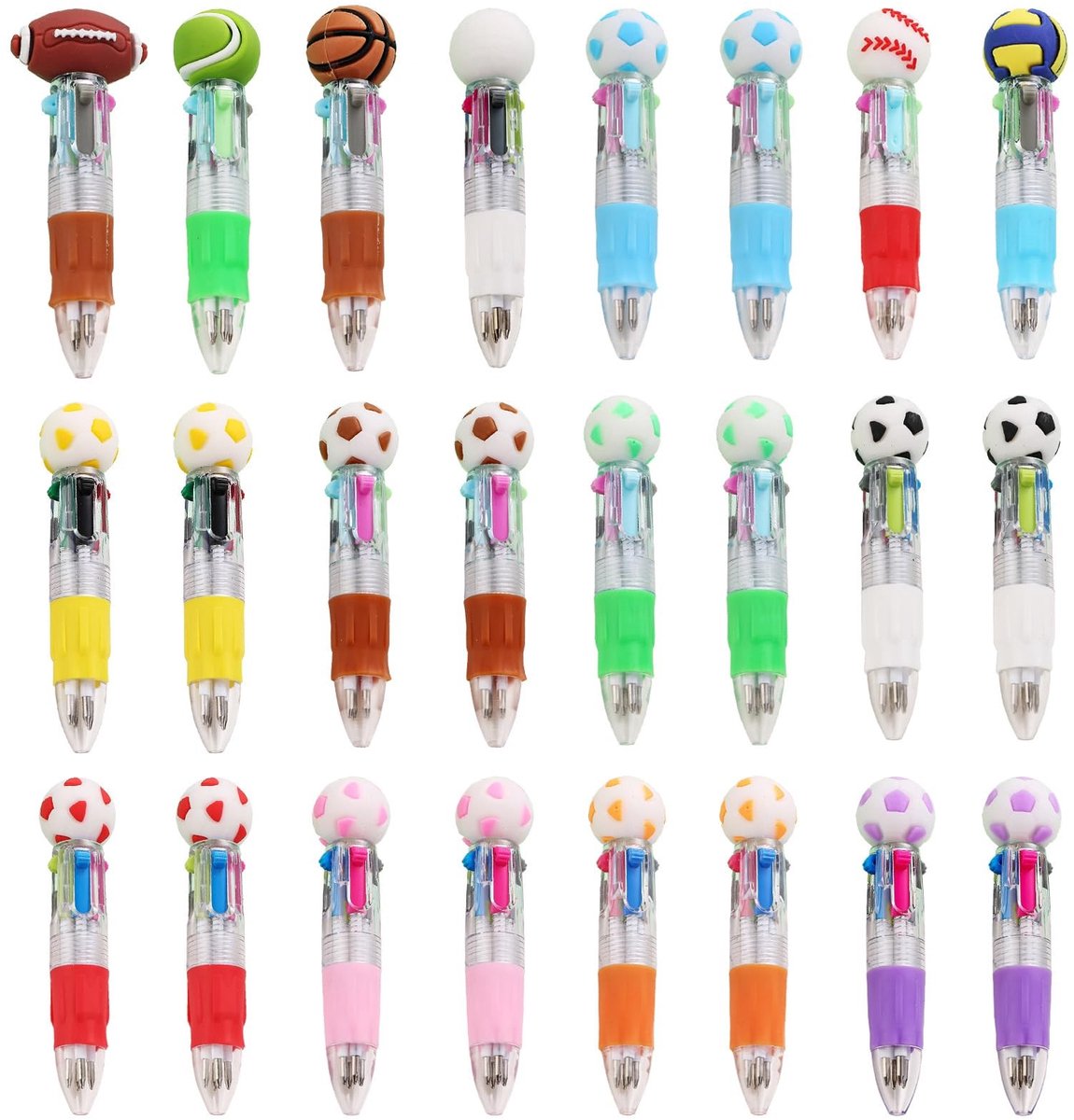 Elzusha- Voetbalpen 24 stuks - Mini-voetbalcartoon-patronen - Sportpennen - Schoolbenodigdheden - Cadeautje - Gastgeschenken - Balpen