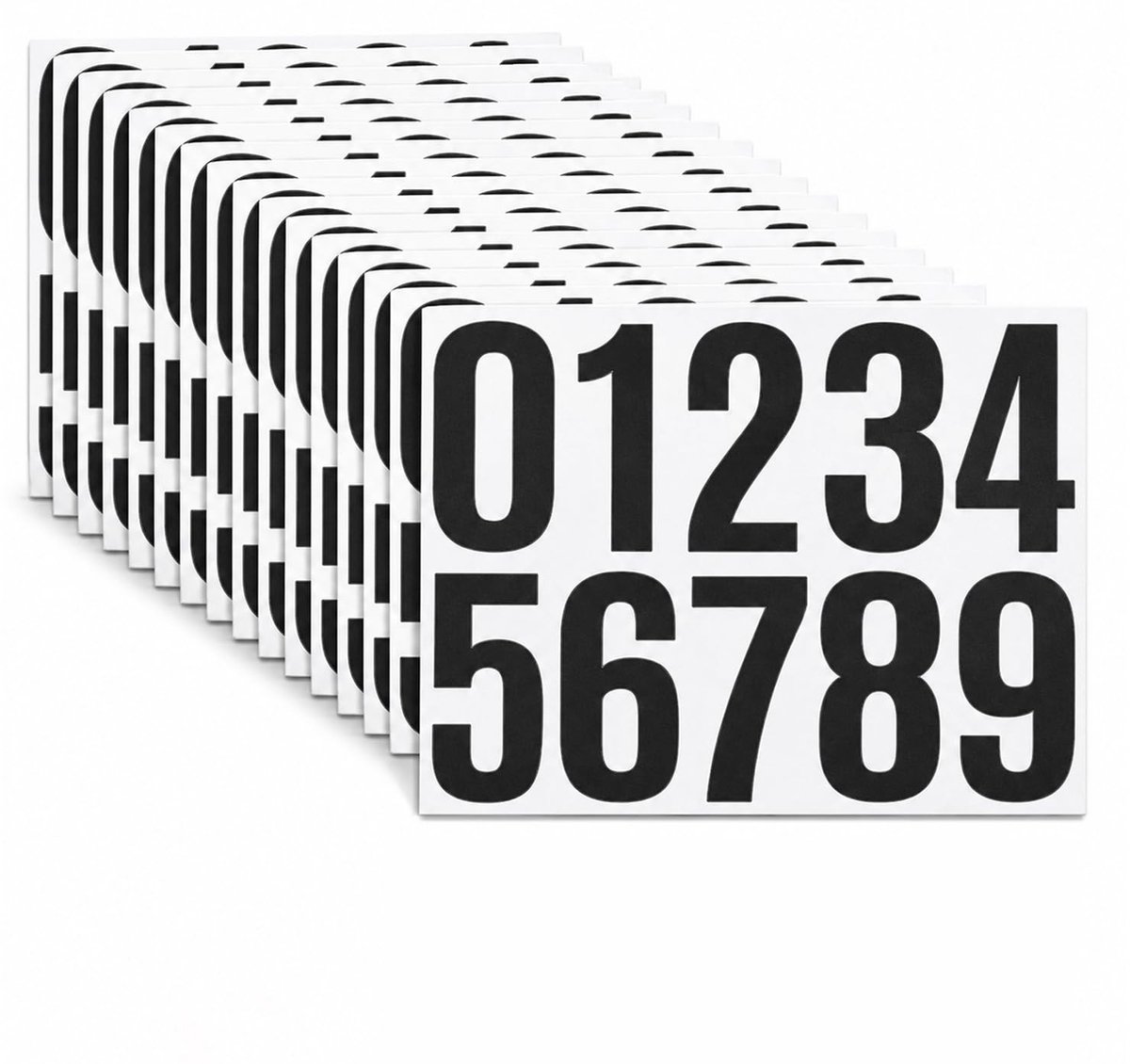 Elzusha - 15 Vellen Weerbestendige Cijferstickers Zwart 10 cm