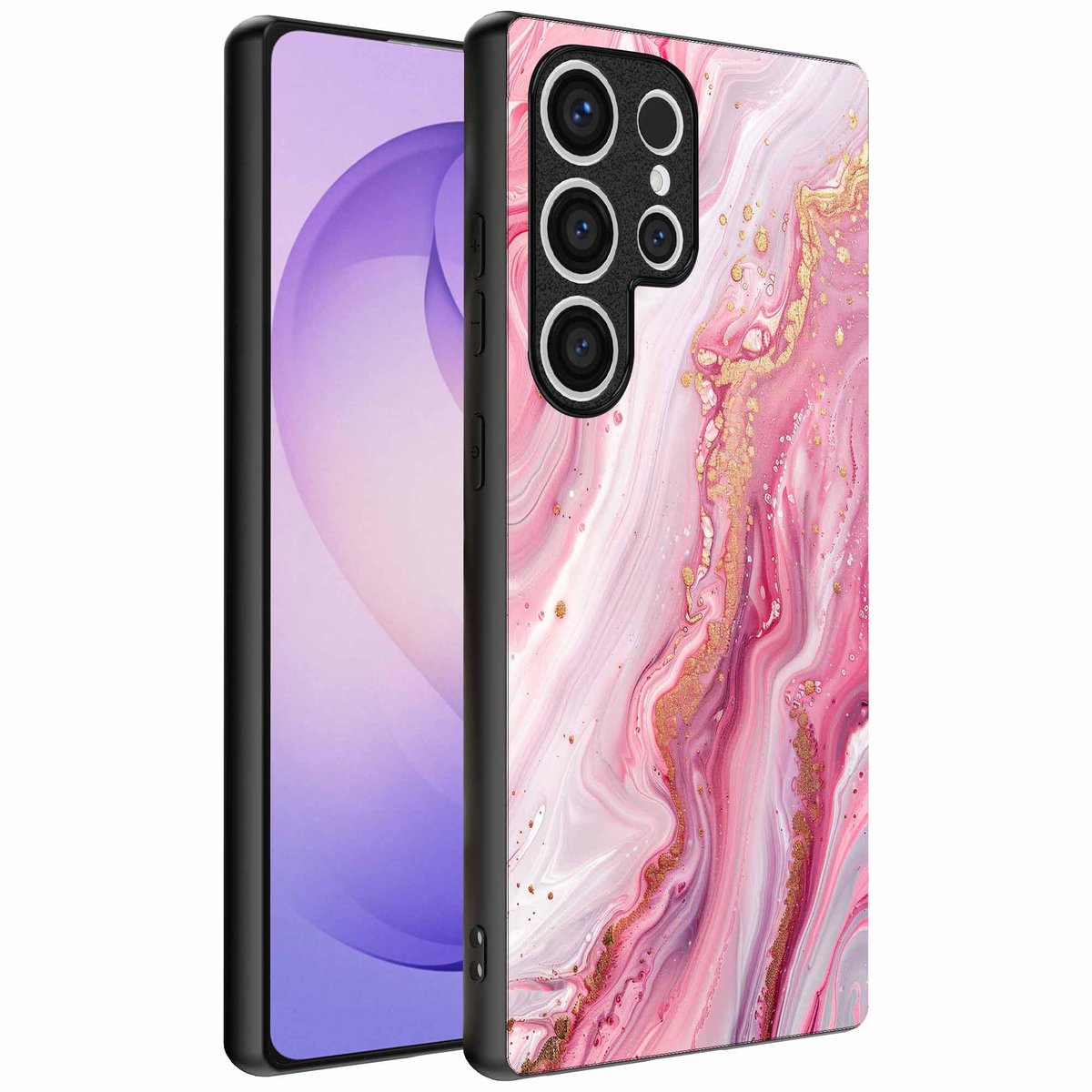 Geschikt voor Samsung Galaxy S26 Ultra Telefoonhoesje met marmer opdruk - TPU backcover case marble design - Roze - Smartphonica geschikt voor Samsung Galaxy S26 Ultra