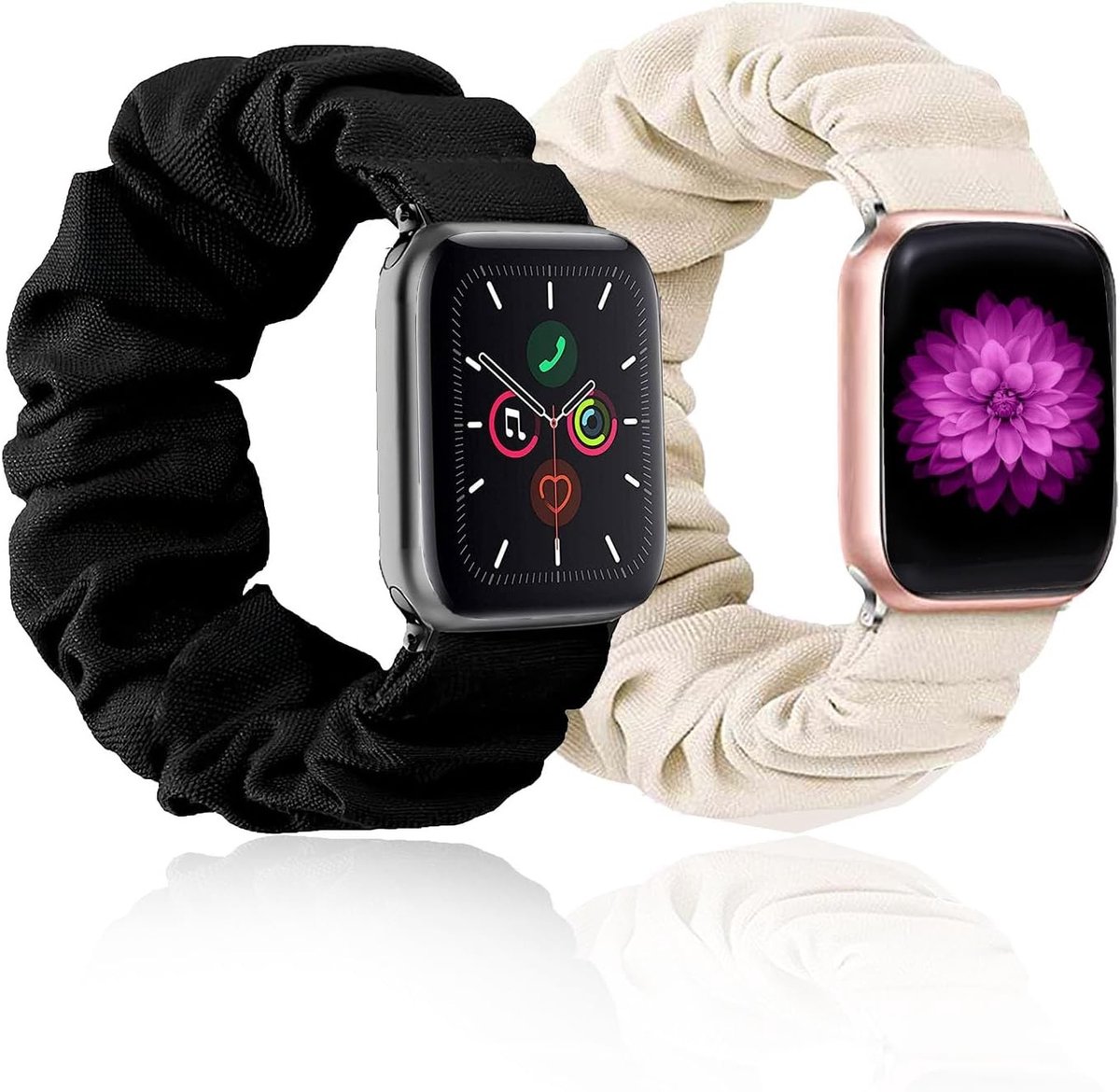 Elastische Scrunchie Armbanden voor Dames - Vervangende Horlogeband voor Apple Watch 38mm 40mm 41mm - Geschikt voor Series 1 t/m 8 en SE