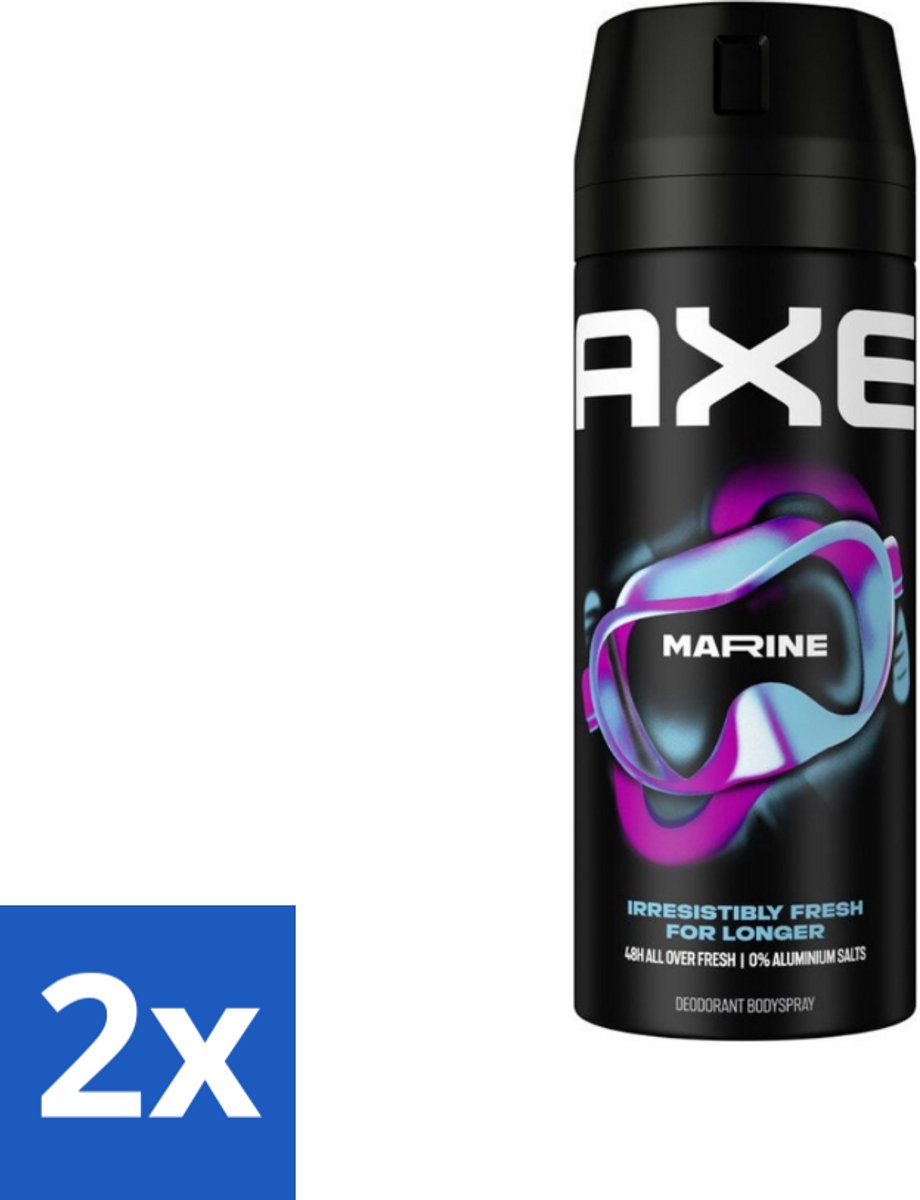 Axe - Deodorant Bodyspray - 100% Fresh Fragrance - Marine - Sea Breeze & Sage - 150 ml - Voordeelverpakking - 2 stuks