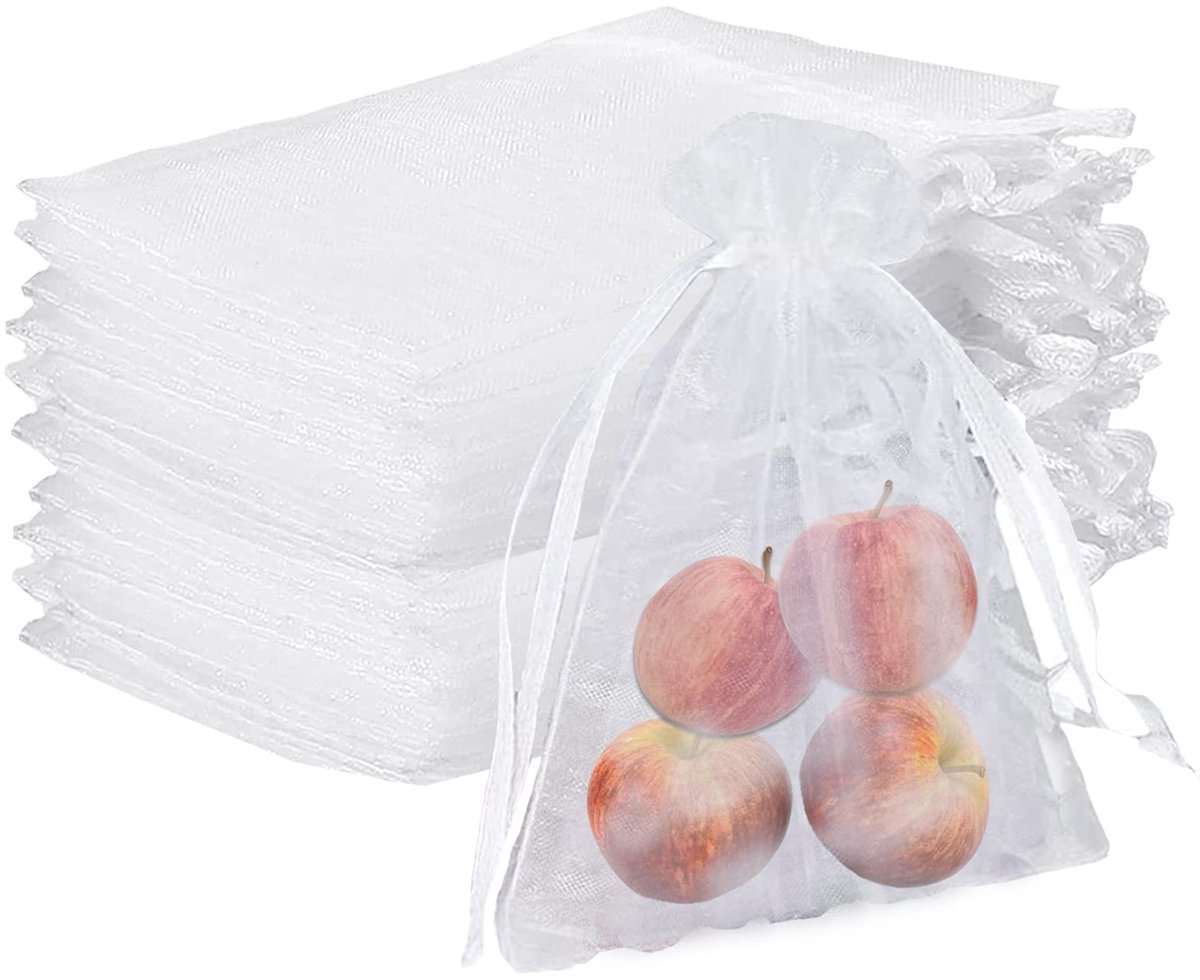 Solidchoice - Set van 10 Witte Organza Cadeautasjes met Strik