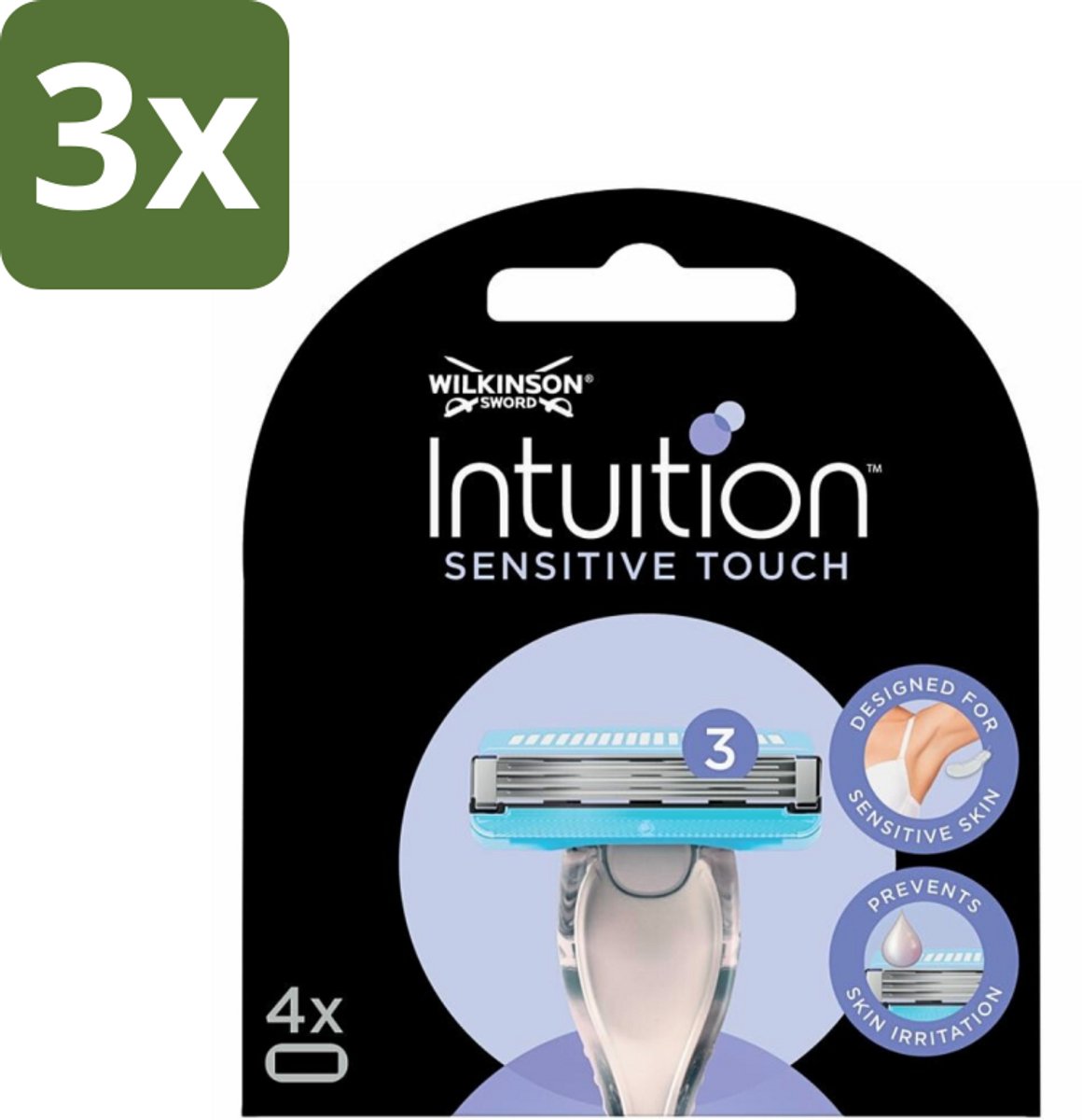 Wilkinson - Navulmesjes Intuition Sensitive Touch - Met Aloe Vera - 3 scheermesjes - Bulkverpakking - 3 stuks