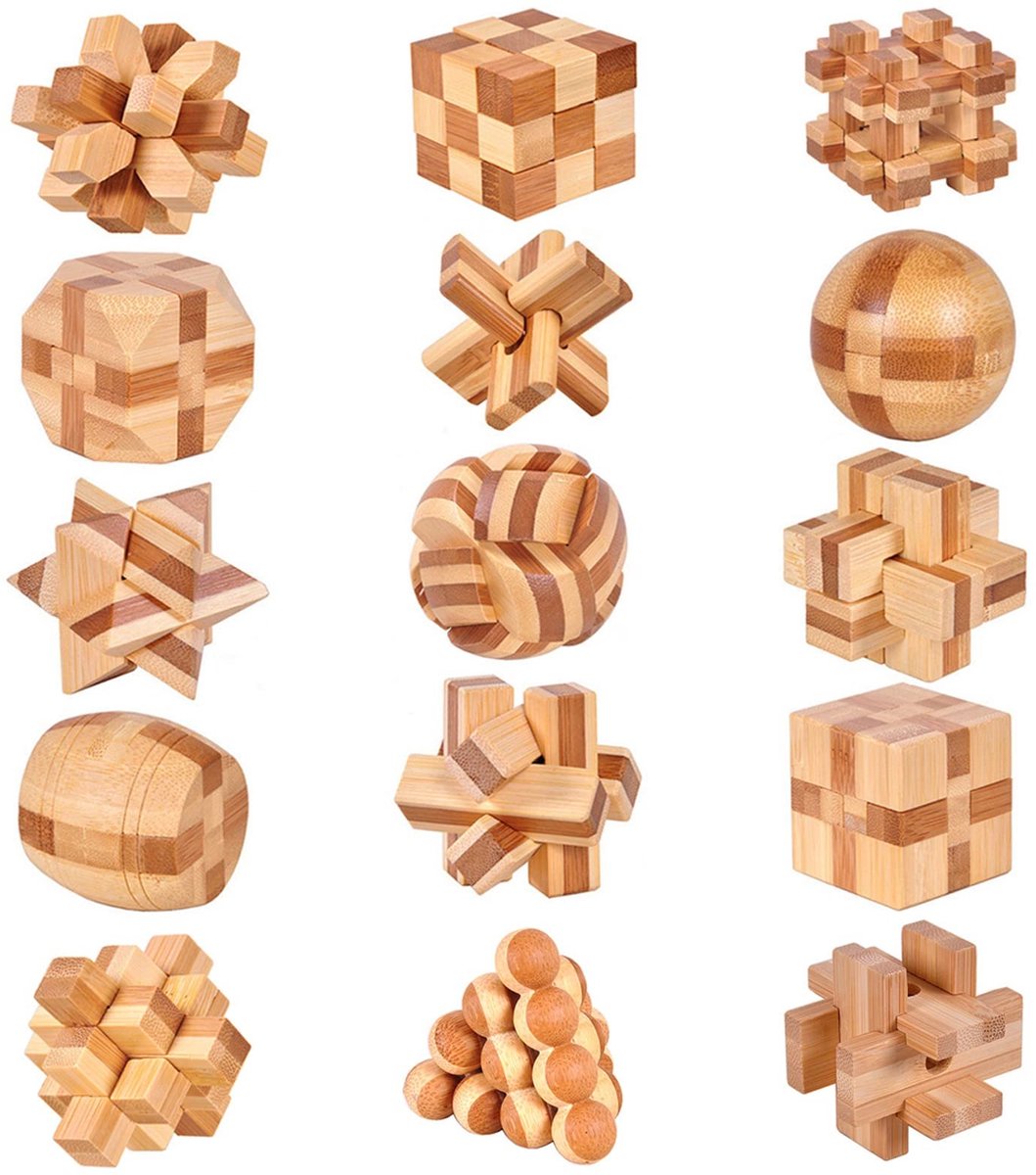 Solidchoice - Set van 15 Houten Puzzels voor Breintraining
