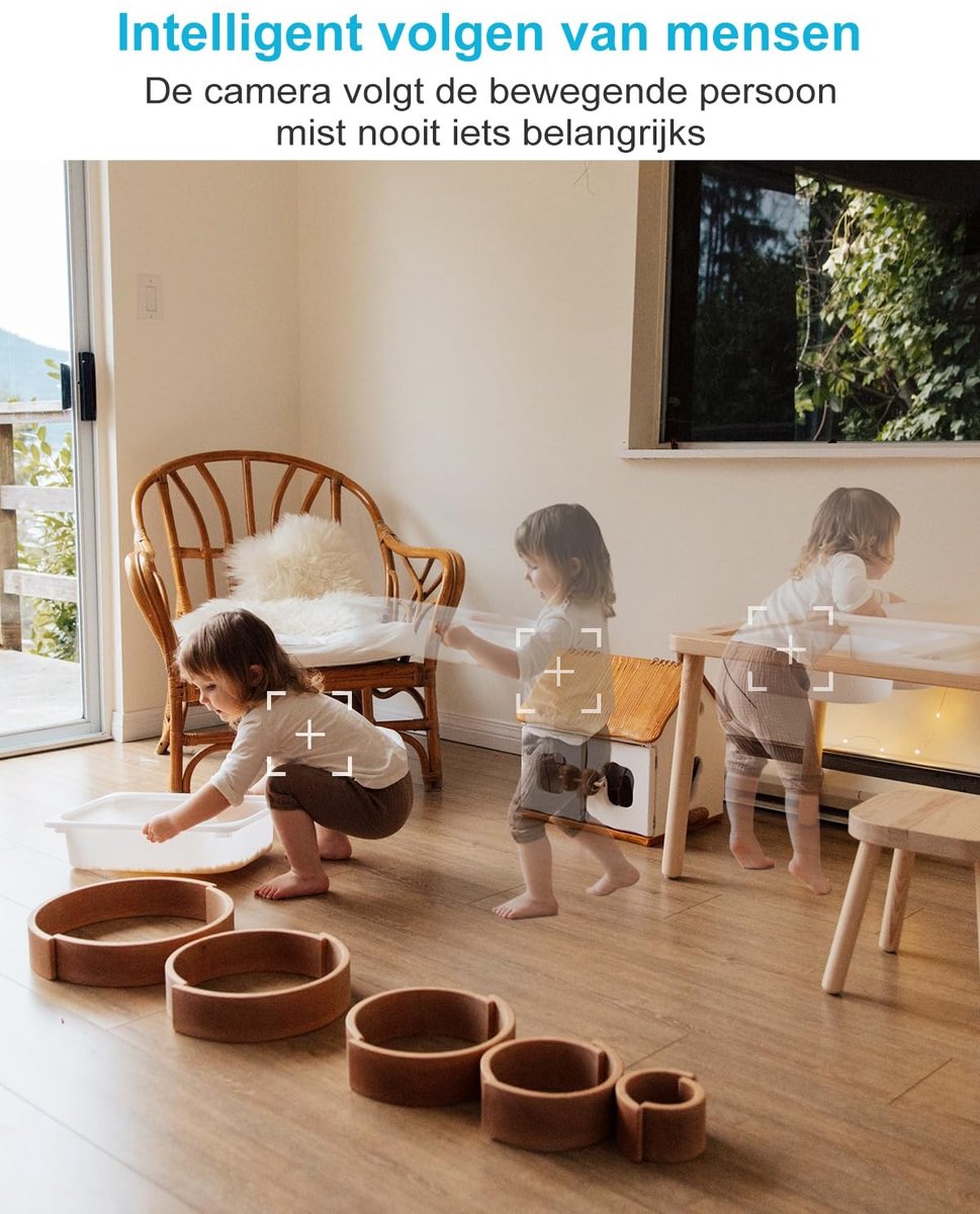 Solidchoice - Dual Lens WiFi Beveiligingscamera Binnen - 360° Zicht met Persoonsdetectie