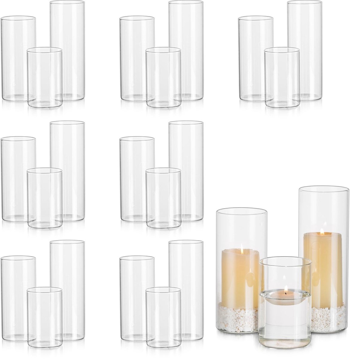 Solidchoice - Set van 24 Glazen Kaarsenhouders voor Decoratie